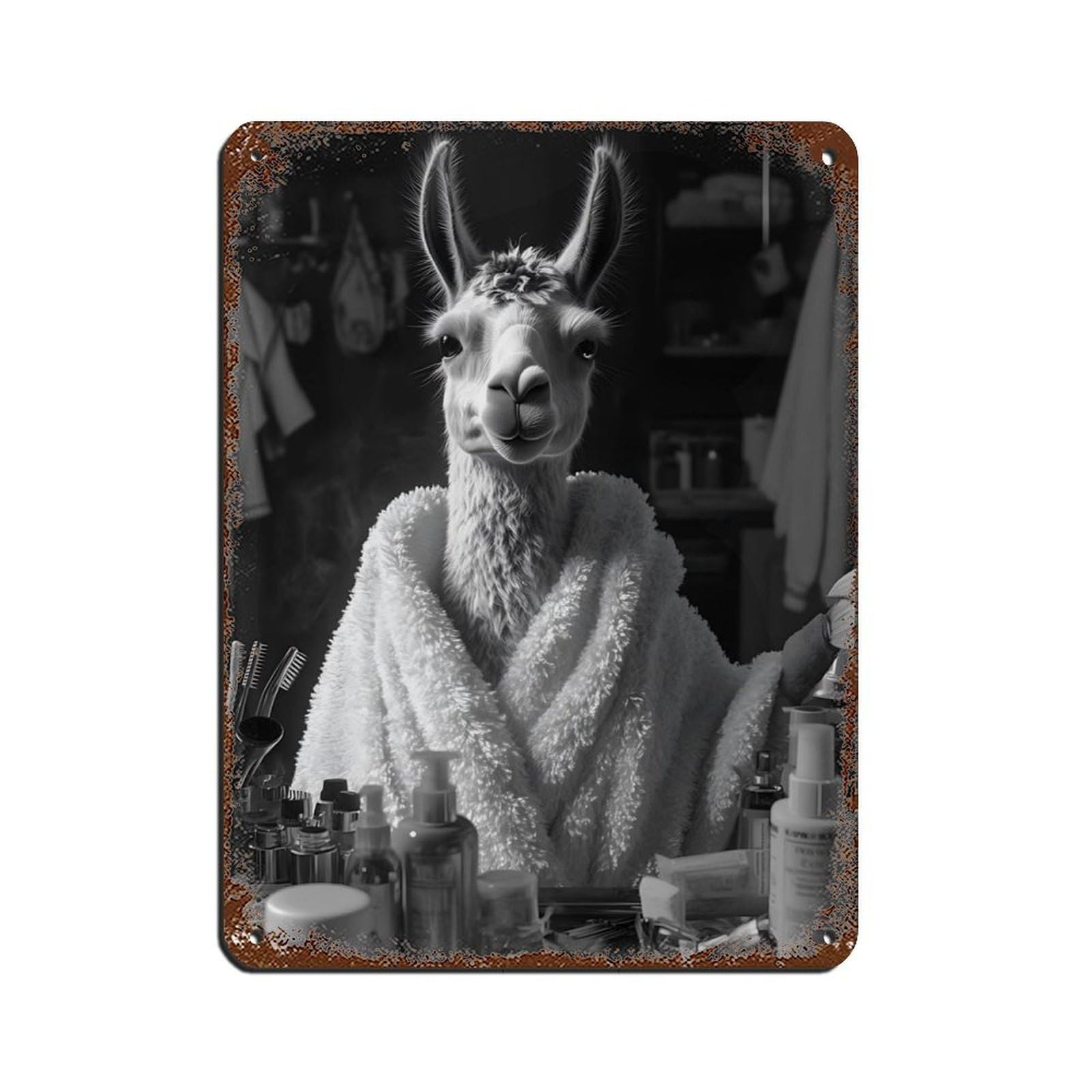 Llama Farm Animal Art Tin Sign Vintage Metal Pub Club Cafe Bar Home Wall Art Decoration Poster Retro 12x16inch(30x40cm)