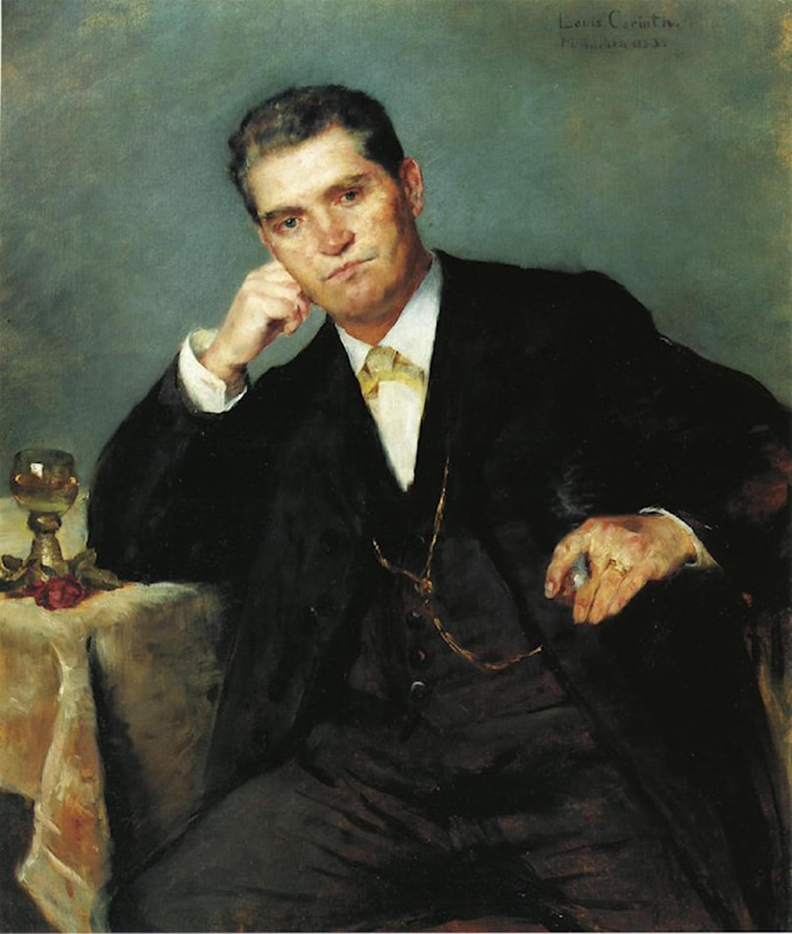POSTERIIk Famous Animal Posters Vintage Picture Portrait of Heinrich Corinth with a Glass of Wine Lovis Corinth Modern Wall Decor for Home Decor 60x90cm