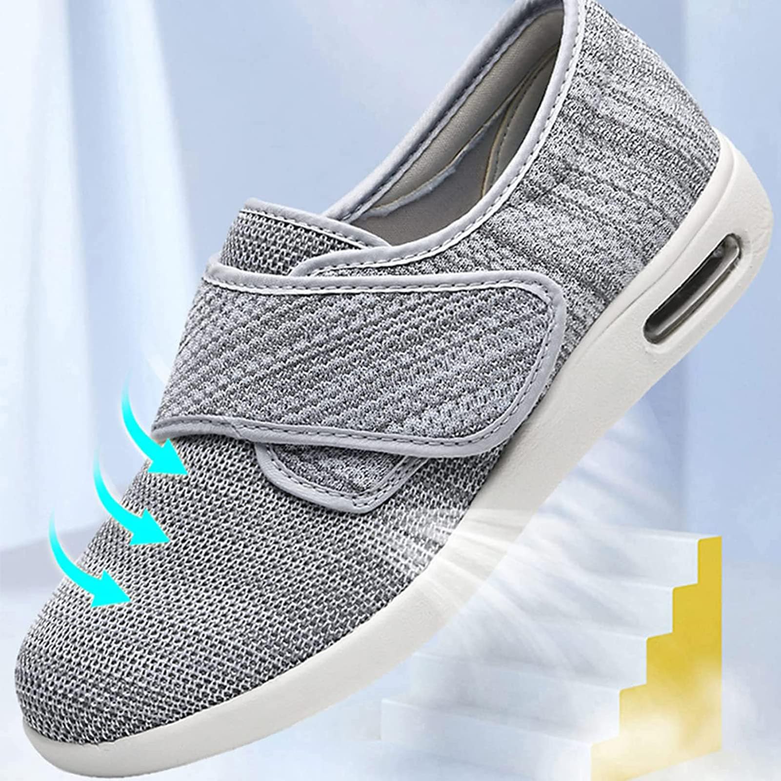 Buty medyczne na opuchnięte stopy, dla kobiet i mężczyzn, ortopedyczne buty dla cukrzyków z pianką z pamięcią kształtu, regulowane buty do chodzenia, bardzo szerokie buty, sportowe trampki do