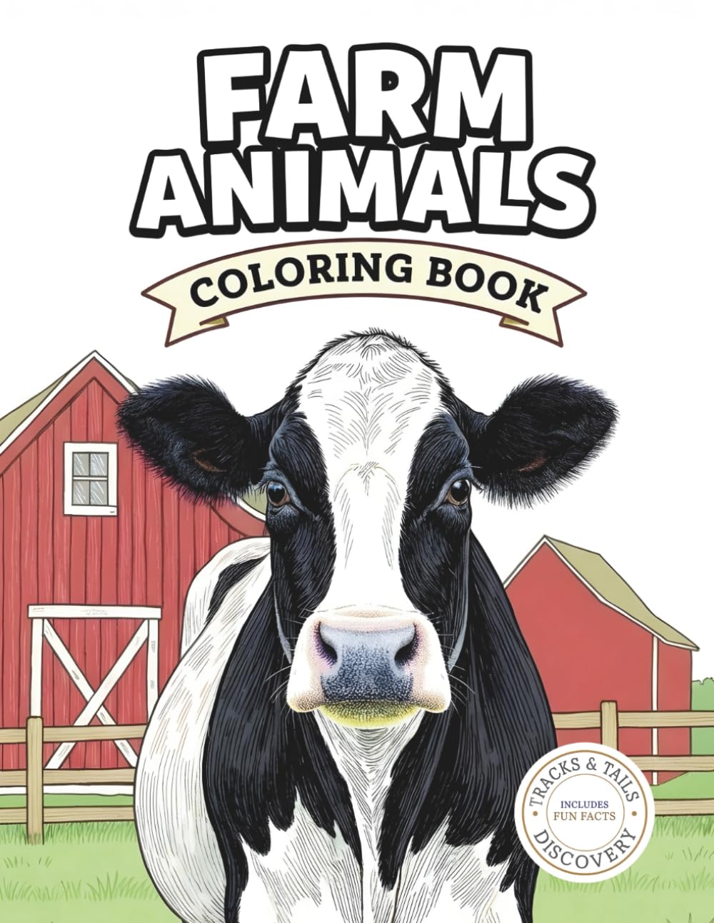 Farm Animals Coloring Book: 40 Realistic Farm Animals with Fun Facts and Rural Habitats (Tracks & Tails Discovery)