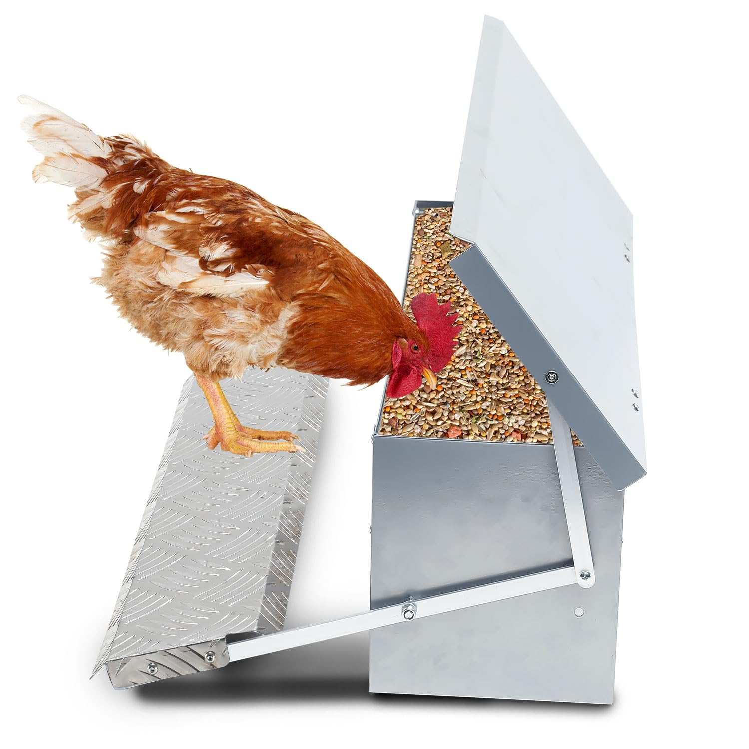 3 comederos automáticos para pollos, 5 kg, con tapa, pedal automático, comedero automático, comedero para pollos, resistente al agua
