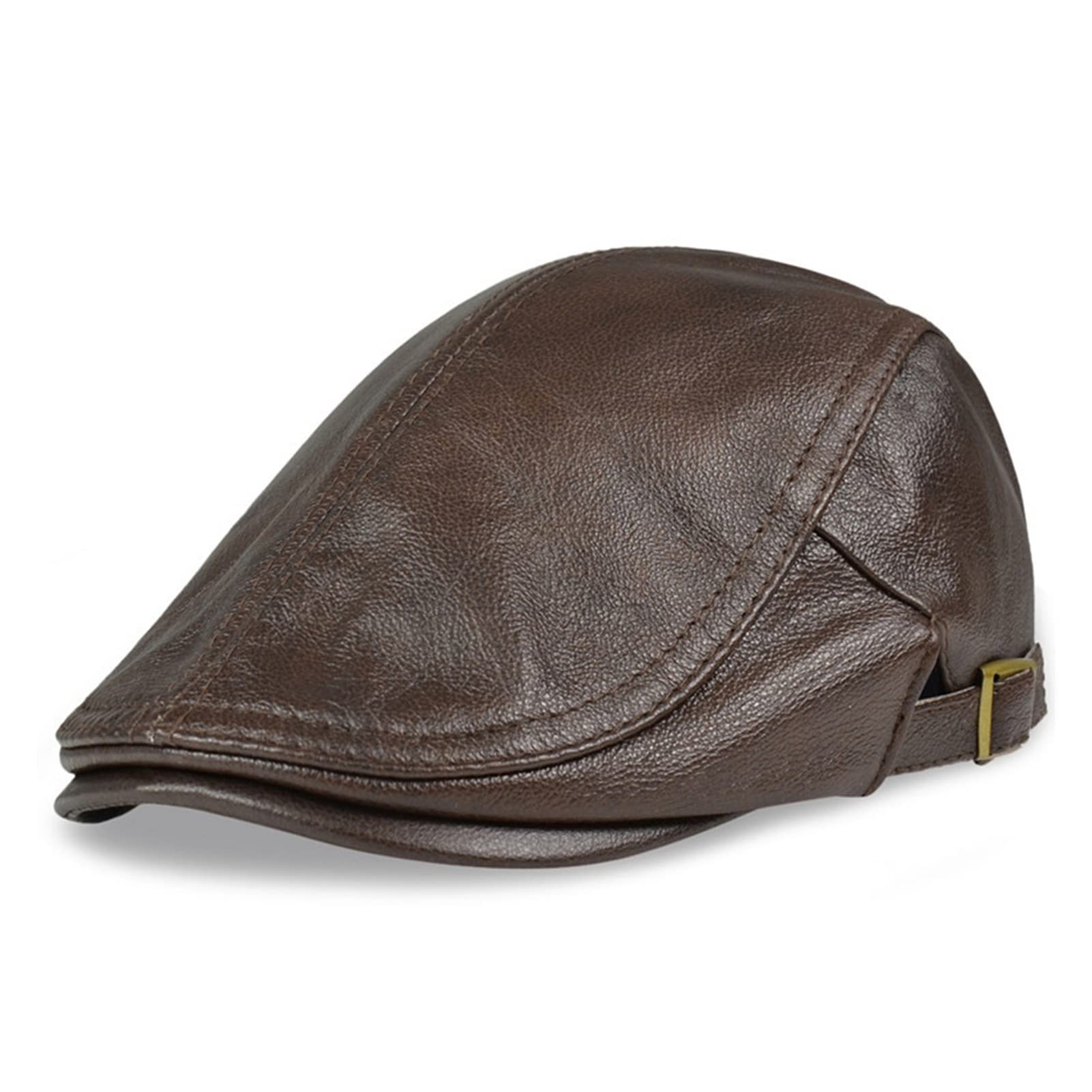 Mężczyźni Prawdziwej Skóry Newsboy Hat Capgatsby Płaskie Golf Cabbie Baker Beret Retro Brand New Men's Baseball Cap