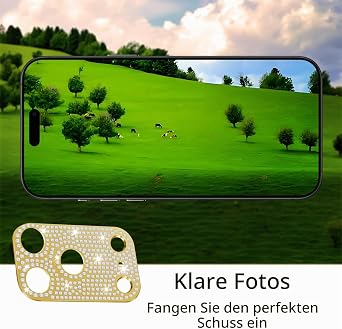 For iPhone 17 Pro Max Glitter Camera Protection Diamond Camera Lens Protector Decorations Sticker Lens Protector Cover for iPhone 17 Pro Max - Gold