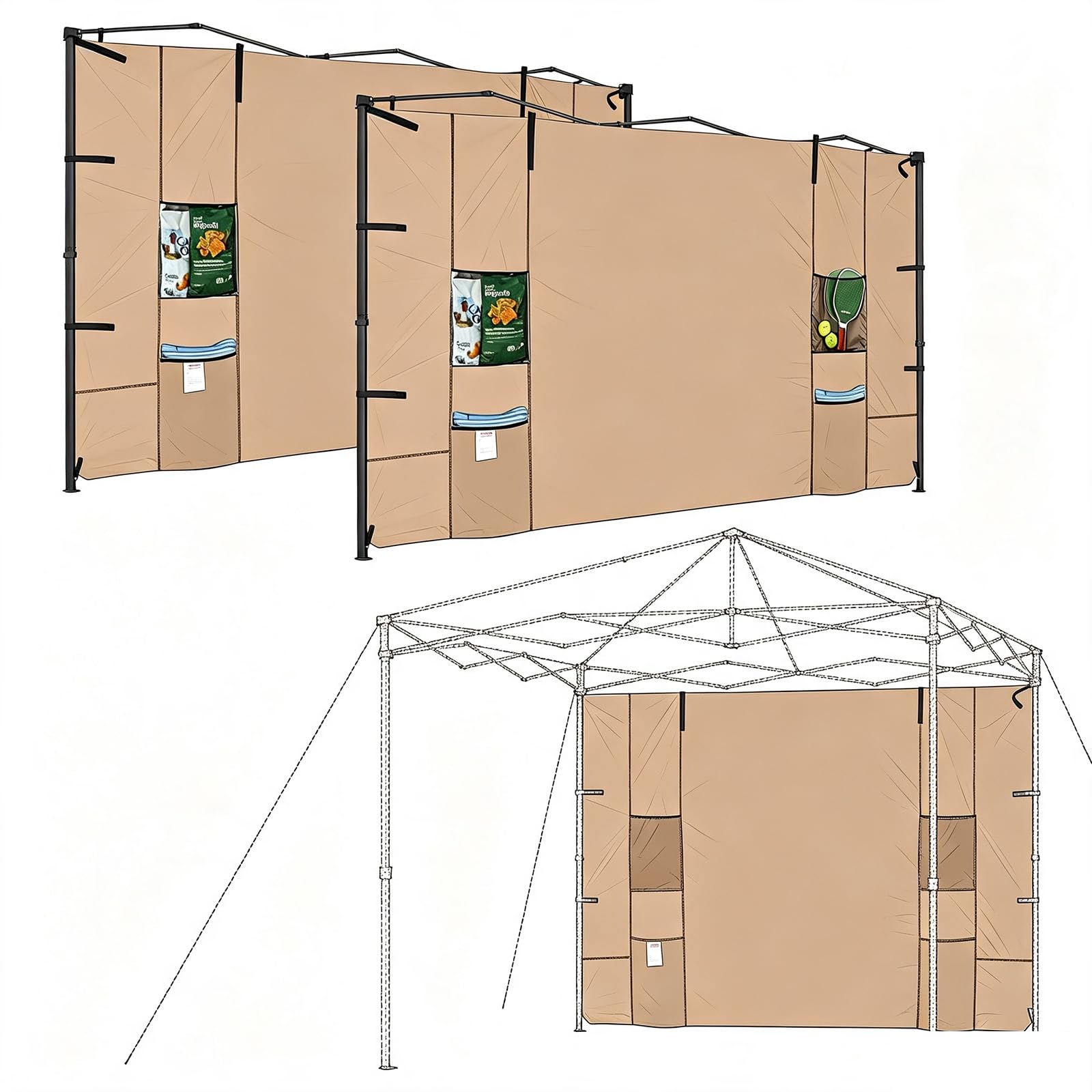 KAMPKEEPER Lot de 2 Parois Latérales 3x3 m pour Tonnelle Pliante