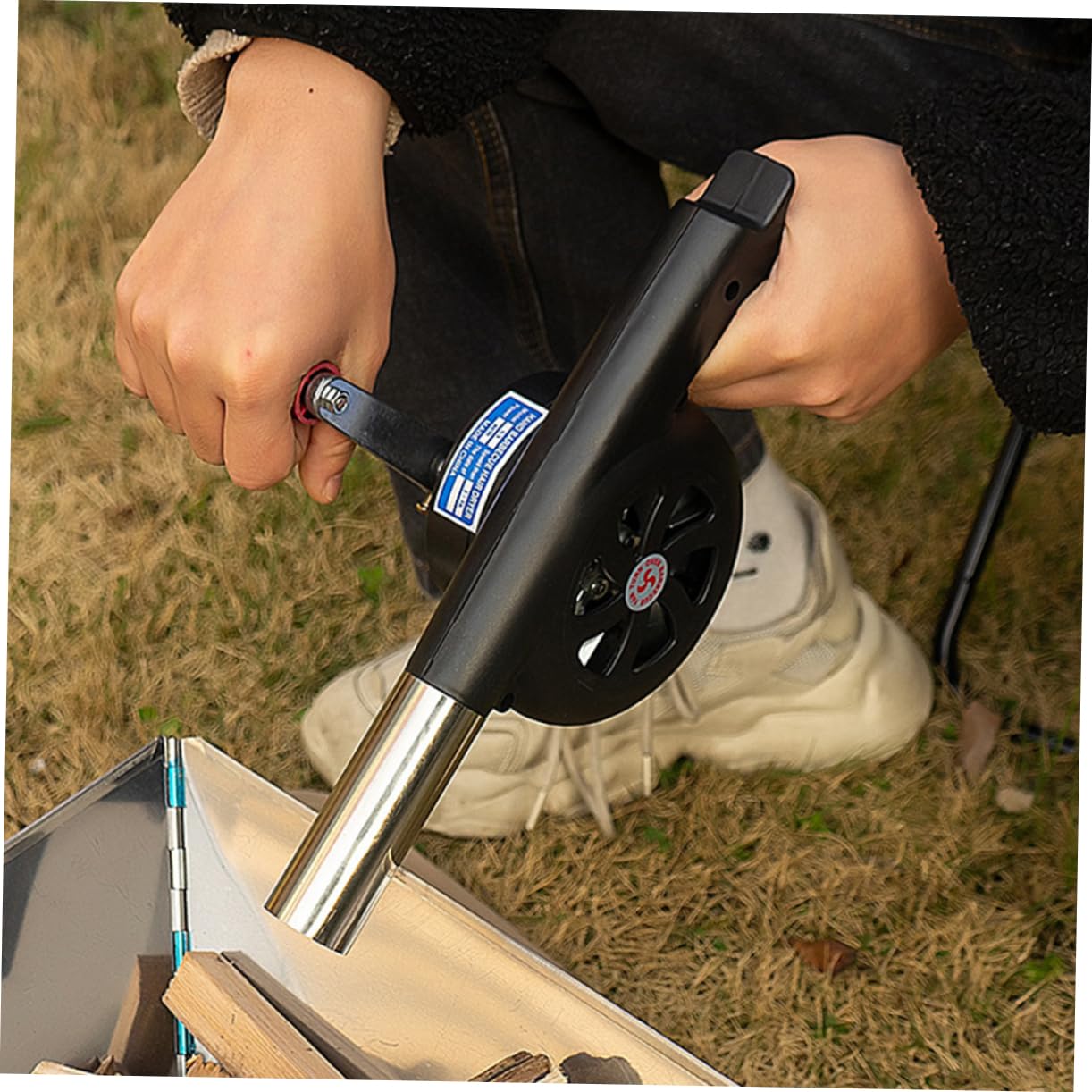 ibasenice 3 Pezzi Strumento Di Soffiaggio Da Campeggio Barbecue Griglia Pulizia Biancellino D'aria Ventilatore Portatile Soffiante Del Ventilatore Soffiatore Portatile Acciaio Inossidabile
