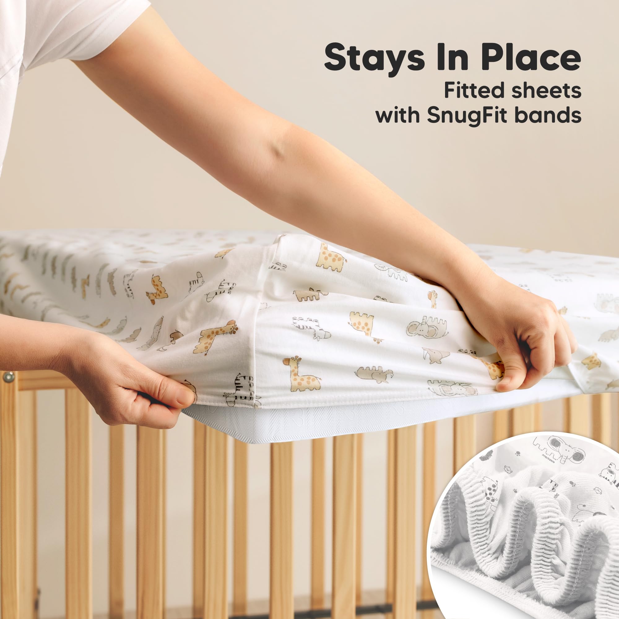ROMY RO Organic Cotton Muslin Crib Sheets - Fitted 28x52, Ultra Soft & Breathable For Boys & Girls (White)