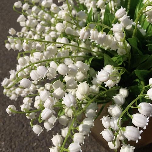 Miniatura 4 de Calcifer 12 piezas de flores artificiales de lirio del valle, campanilla de viento, orquídea, boda, celebración de flores, ramo de flores, hogar,