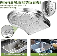 Vista 7 de Palksky Colander and Strainer Self Drainer Base Plate Stainless Steel for Kitchen, Metal Countertop Draining Tray for Pasta Rice Noodle Fruit Veggie