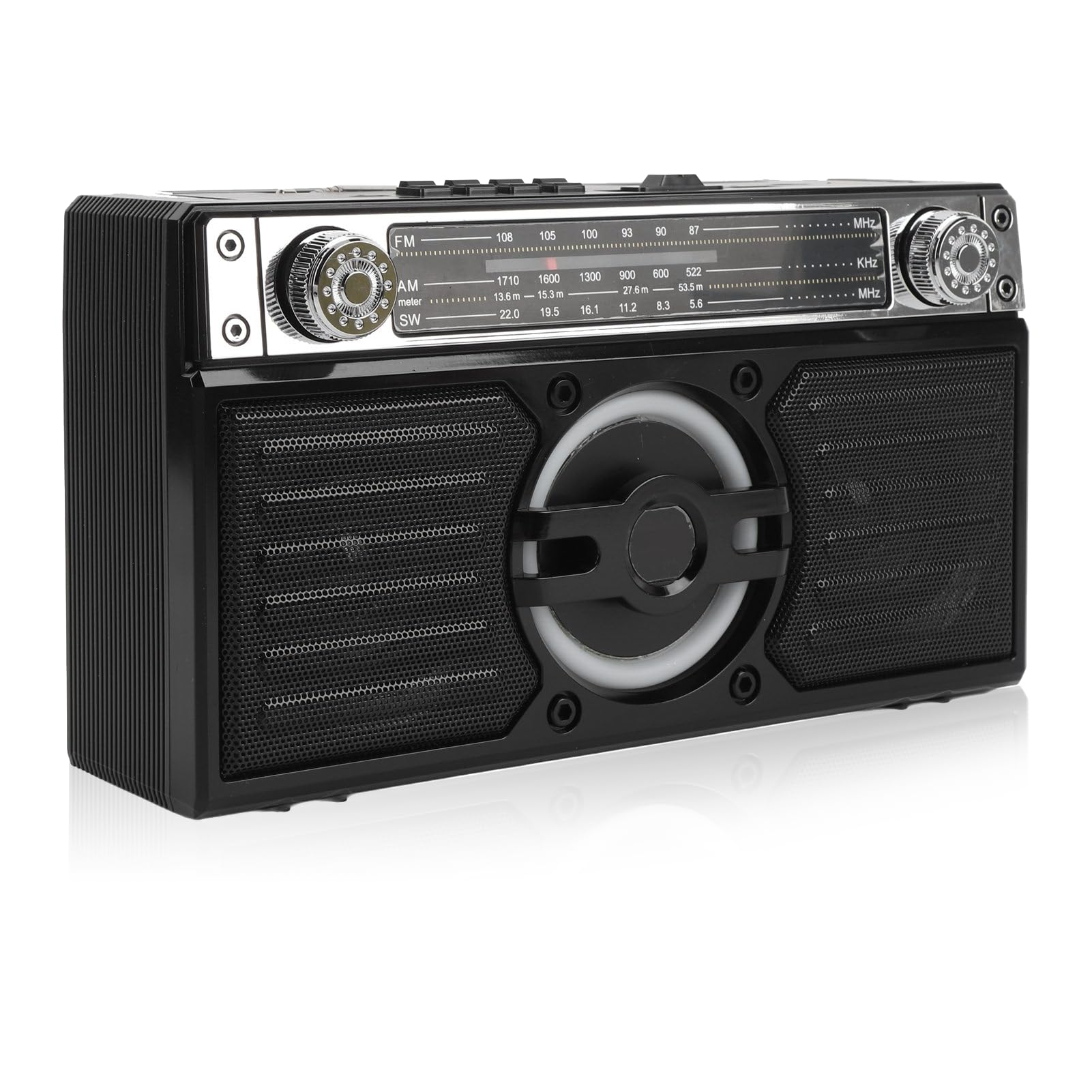 Portable AM FM SW Bluetooth Radio, 4 in 1 Functionality Equip with Double 5W Speakers, Multi Band Radio Up to 18 Hours of Battery Life for Indoor, Outdoor and Emergency (Black)-image-32