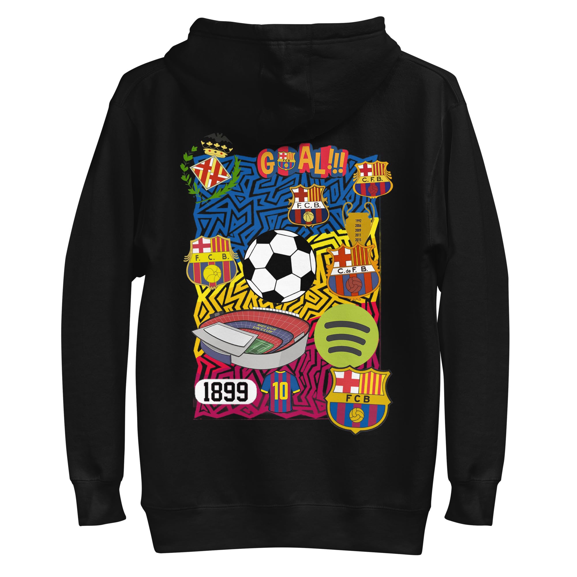Barcelona Football Hoodies for Men, White, Established in 1899 Design-picture-50