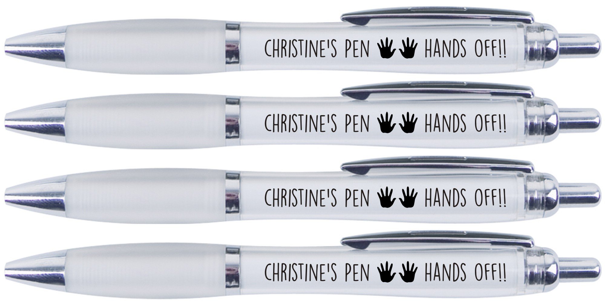 CHRISTINE'S Pen Hands Off!!, 4 Printed PENS for Christine
