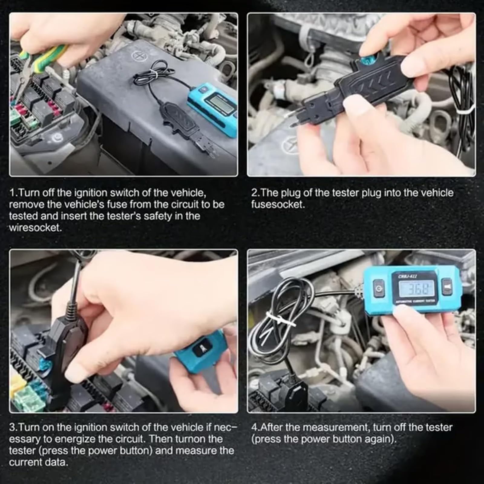 Ensemble professionnel de détecteur de courant sombre de voiture ABS avec outil d ' entretien de lampe de poche Ensemble professionnel de détecteur de courant sombre de voiture ABS avec outil de lampe