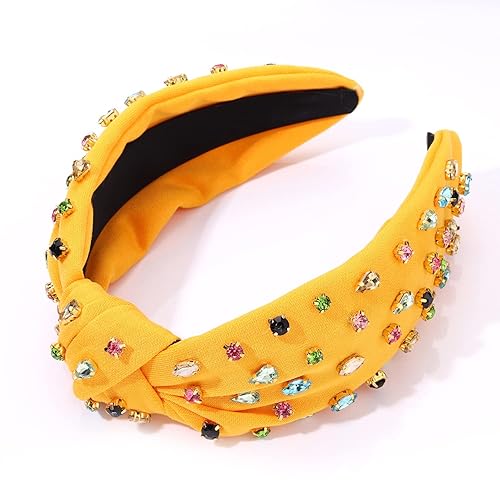 Vista 155 de NVENF Diademas anudadas con diamantes de imitación para mujer, diademas con cuentas de cristal, diadema con nudo superior, diademas de moda