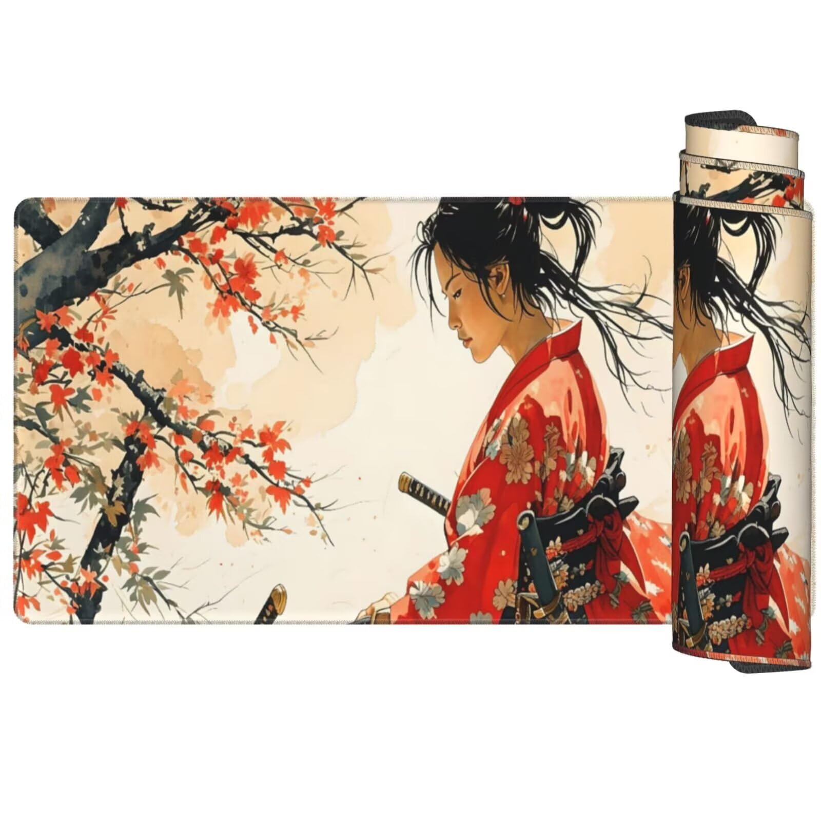 Alfombrilla Ratón Japón Alfombrilla Ratón XXL 1600 x 800 mm, Vintage Mouse Pad Gaming con Bordes Cosidos, Impermeable Mousepad XXL Base de Goma Antideslizante Duradera, Mouse Pad para Oficina Q916