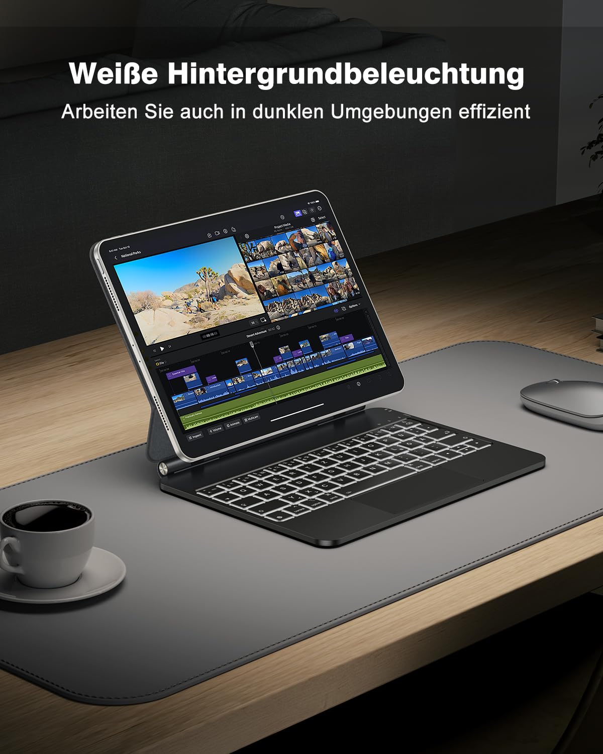 TECURS Etui na klawiaturę do iPad Air 11 cali (M3/M2, 2025/2024) /5/4, Magic Keyboard do iPada Pro 11 (4/3/2/1 Gen) z gładzikiem, magnetyczna konstrukcja swobodnie unosząca się, łatwa do przenoszenia