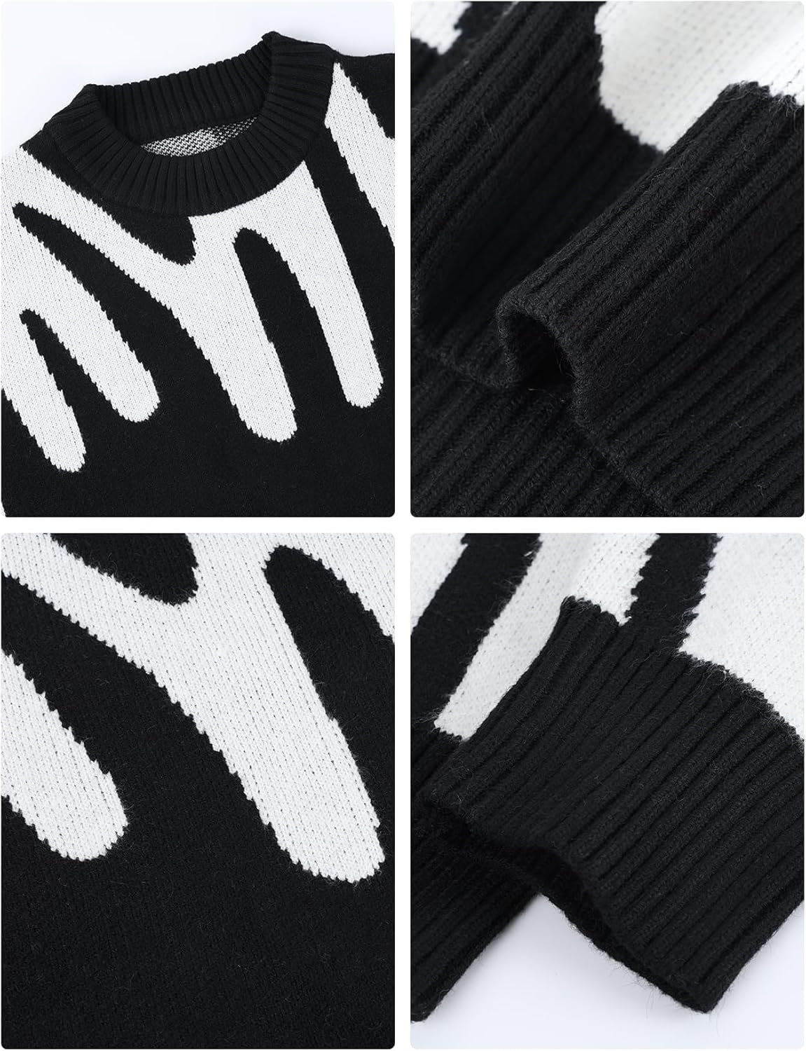 Yimoon Mens Oversized Sweaters Y2K Aesthetic Flame Graphic Crewneck Knitted Casual Pullover Long Sleeve Jumpers - Image 6