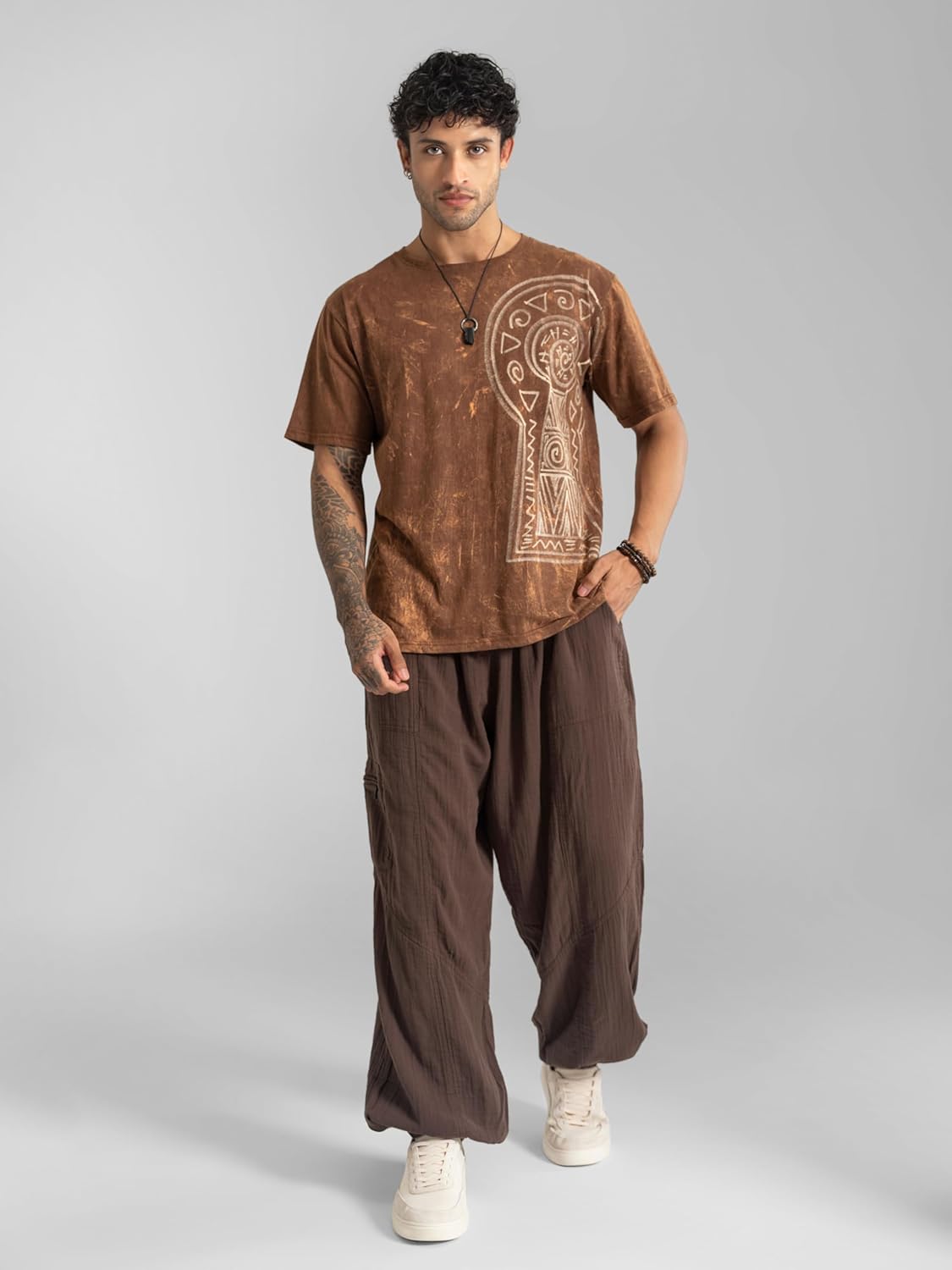 The Veshti Company Men’s Cotton Pants – Lightweight Boho Harem Drawstring Trousers – Soft Travel Yoga Pants - Image 3