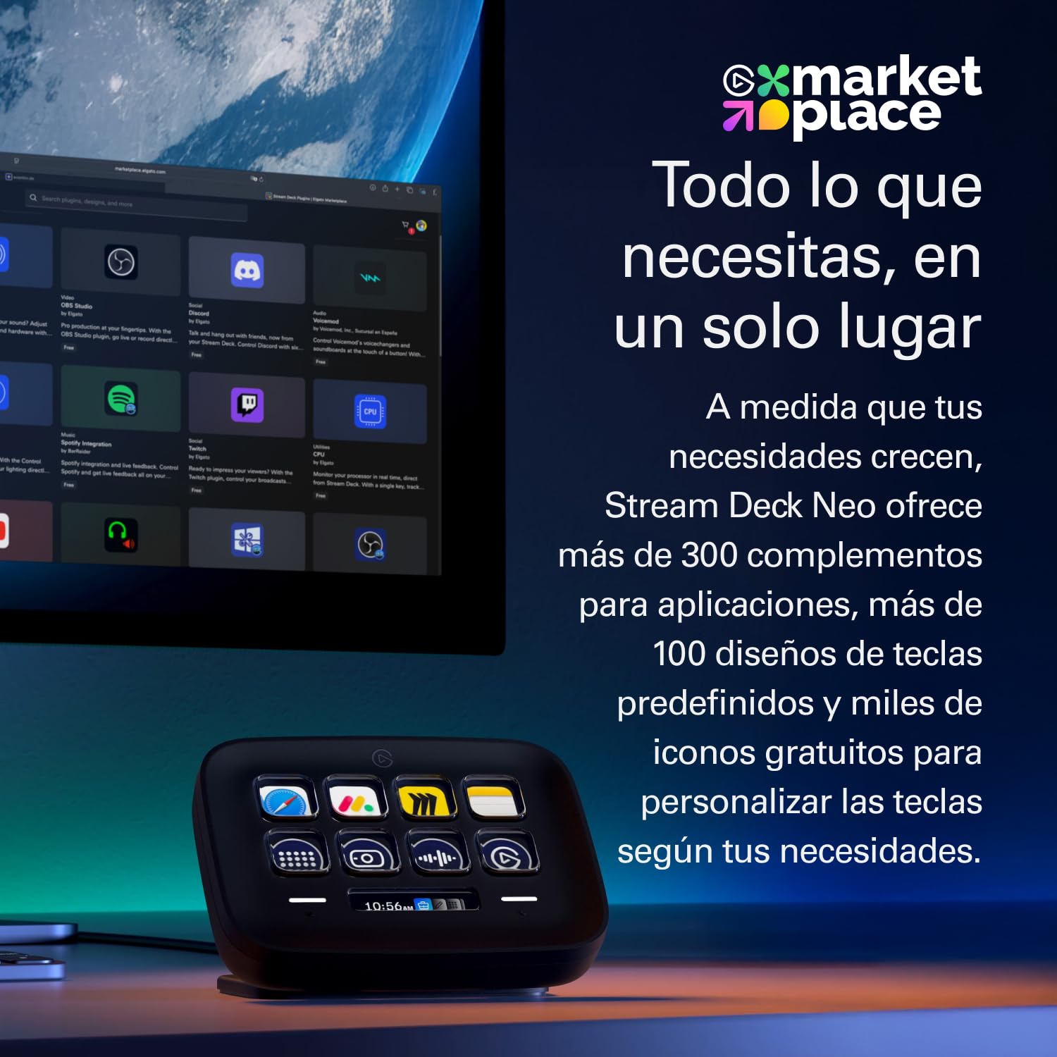 Elgato Stream Deck Neo Negro, Controlador Compacto