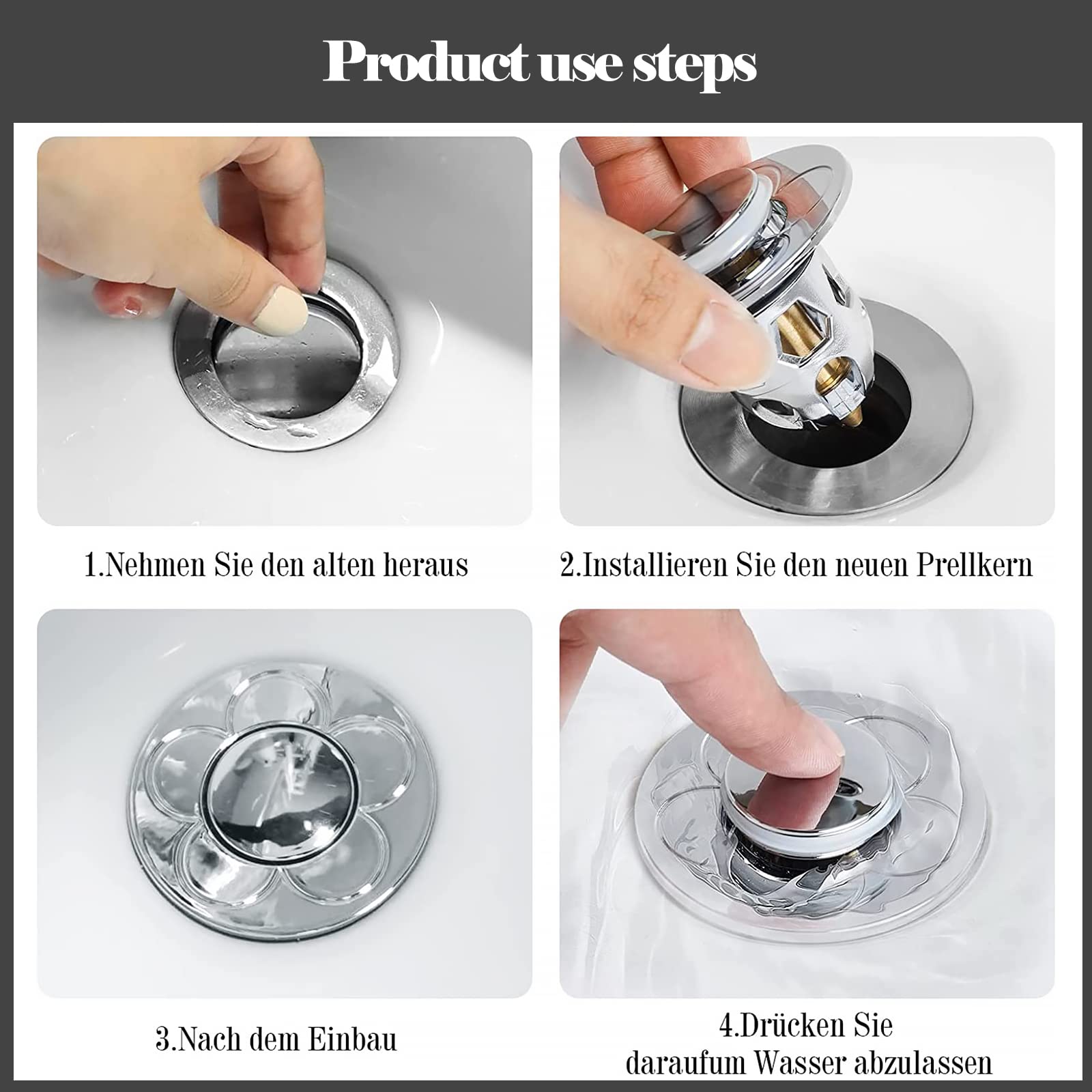 2 pcs Tappo Lavandino Bagno, Universale Filtro Pop Up Con Filtro Anti Clogging, Tappi Per vasca da bagno, cucina, lavabo (34-40 mm, D'argento)