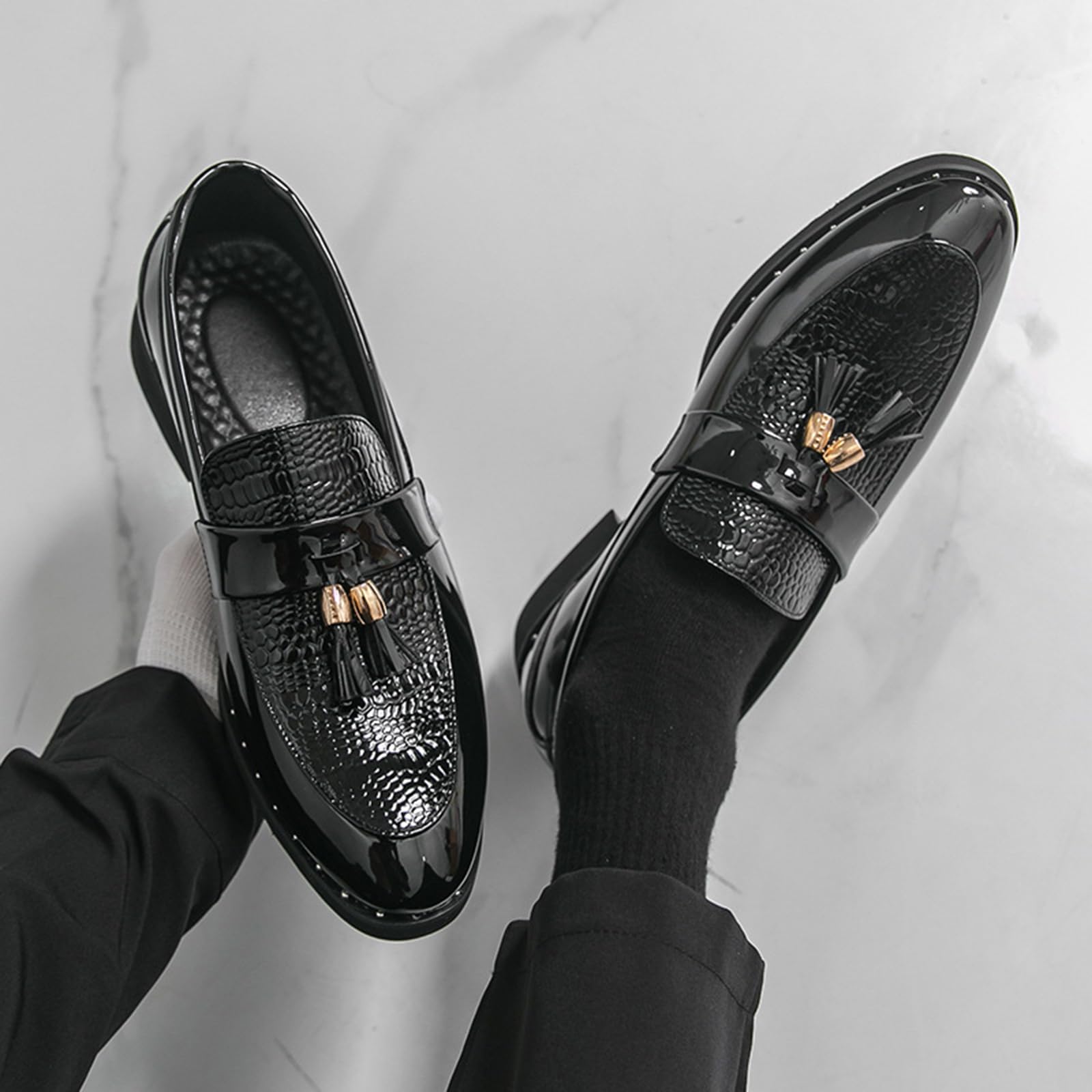 Mocassini Uomo in Vernice con Nappe Scarpe Eleganti