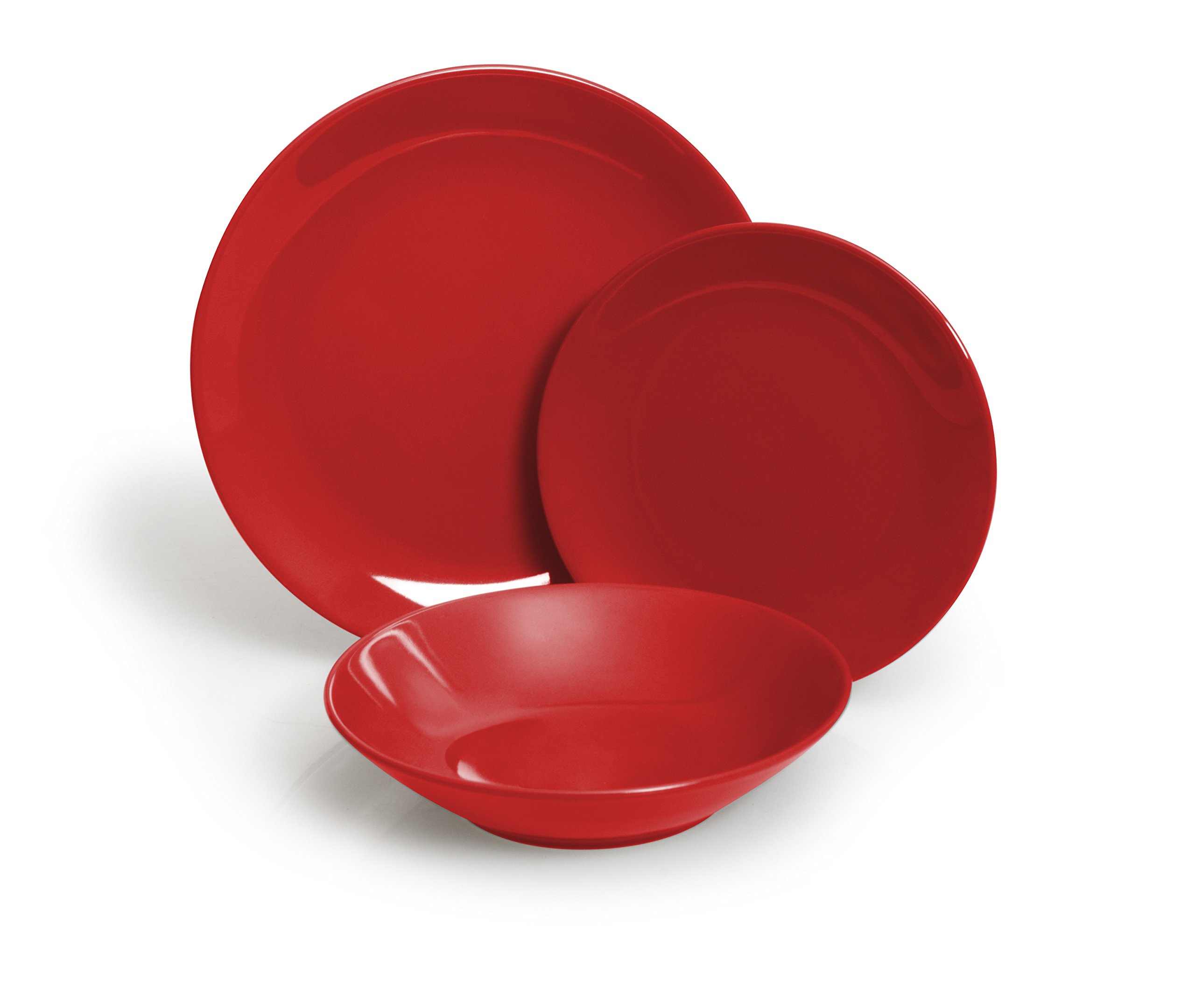 Excelsa Trendy Servizio Piatti 18 Pezzi, Ceramica, Rosso
