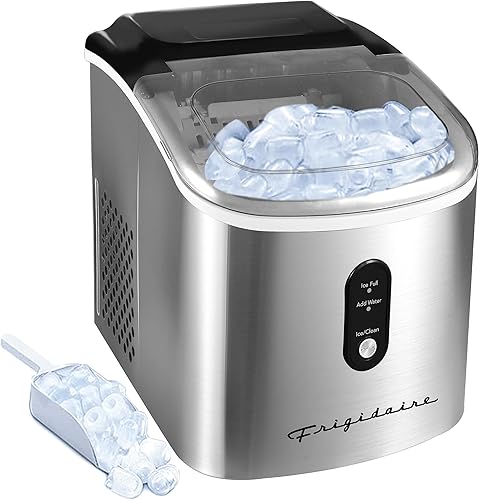 Frigidaire Stainless Steel Ice Maker Machine - Heavy Duty - Makes 26 lbs of Clear Ice Per Day - Digital LED Control Panel - Transparent Window - 1.2