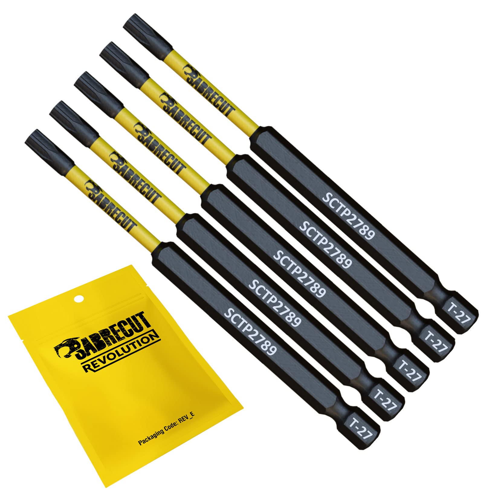Sabrecut 5 X Sctp2789_5 89Mm T27 Tx27 Torx Tamper Proof Security Magnetic Impact Screwdriver Driver Bits Set Heavy Duty