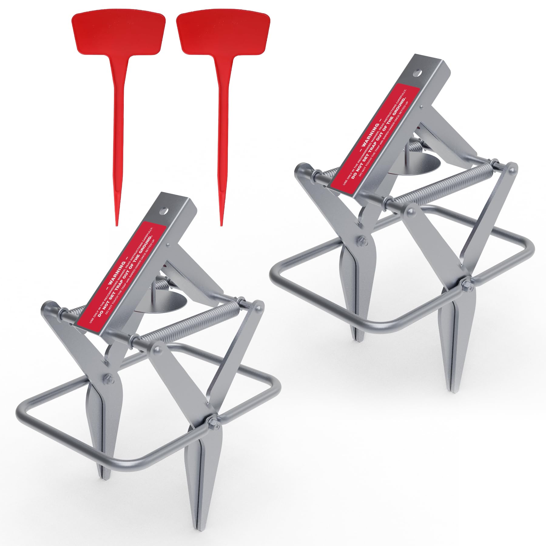 Mole Traps 2 Pack, Mole Killer, Reusable Mole Gopher Traps, Ground Mole Trap for Lawns, Galvanized Steel Mole Scissor Trap, Silver Color