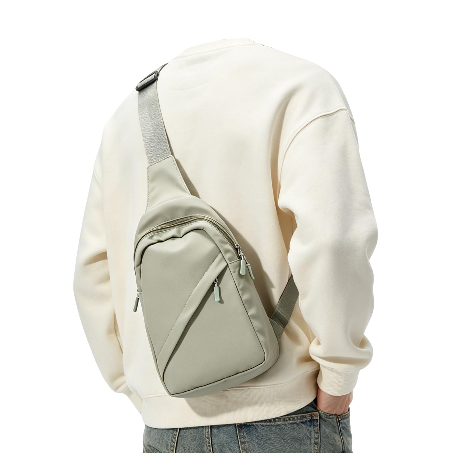 SEAFEW Small Green Sling Bag Crossbody Backpack Shoulder Bag for Men Women, Multipurpose Anti-Theft Cross Body Chest Bags, One Strap Backpack for Walking Biking Travel Cycling