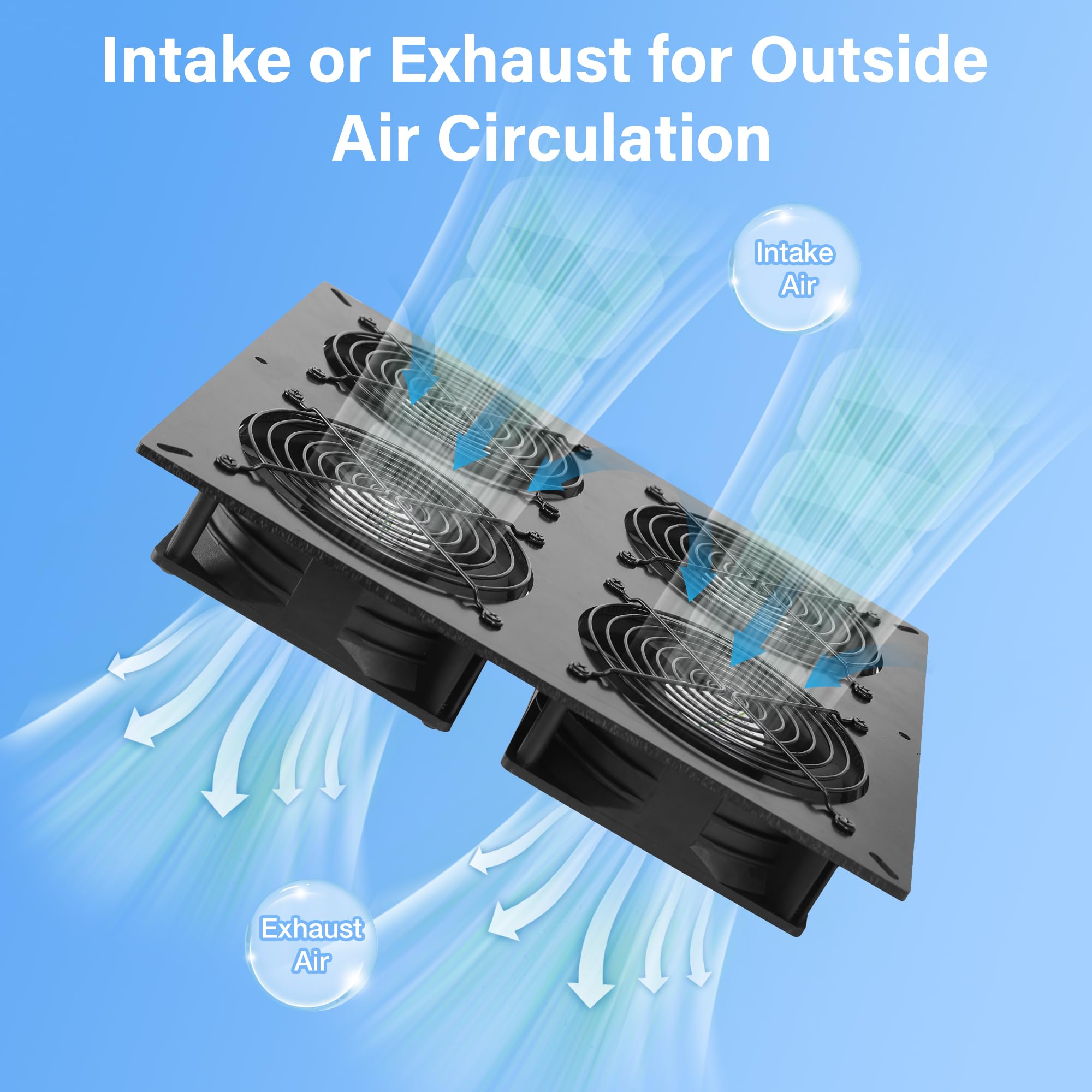 Fanspex Kit de 4 ventiladores solares impermeables para gallinero, invernadero y cobertizo | Ventiladores solares de alta velocidad para entrada o escape de aire al aire libre