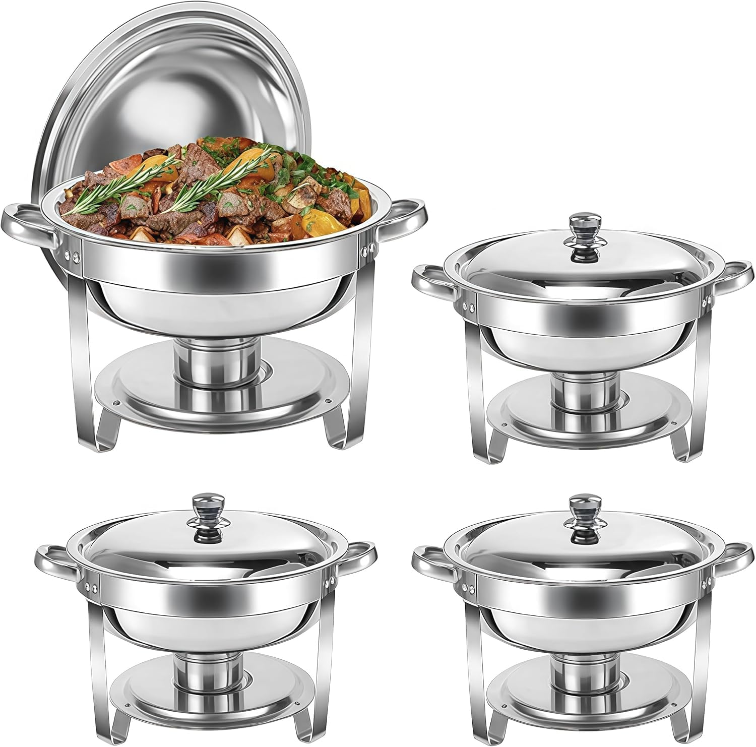 4 Pezzi Set Buffet Scaldavivande, Lid 4.5/6 Litre Cibo Scaldabagno Catering, Buffet Scaldabagno Scaldabagno Scaldabagno Scaldabagno, per Buffet Commerciale Cucina Domestica