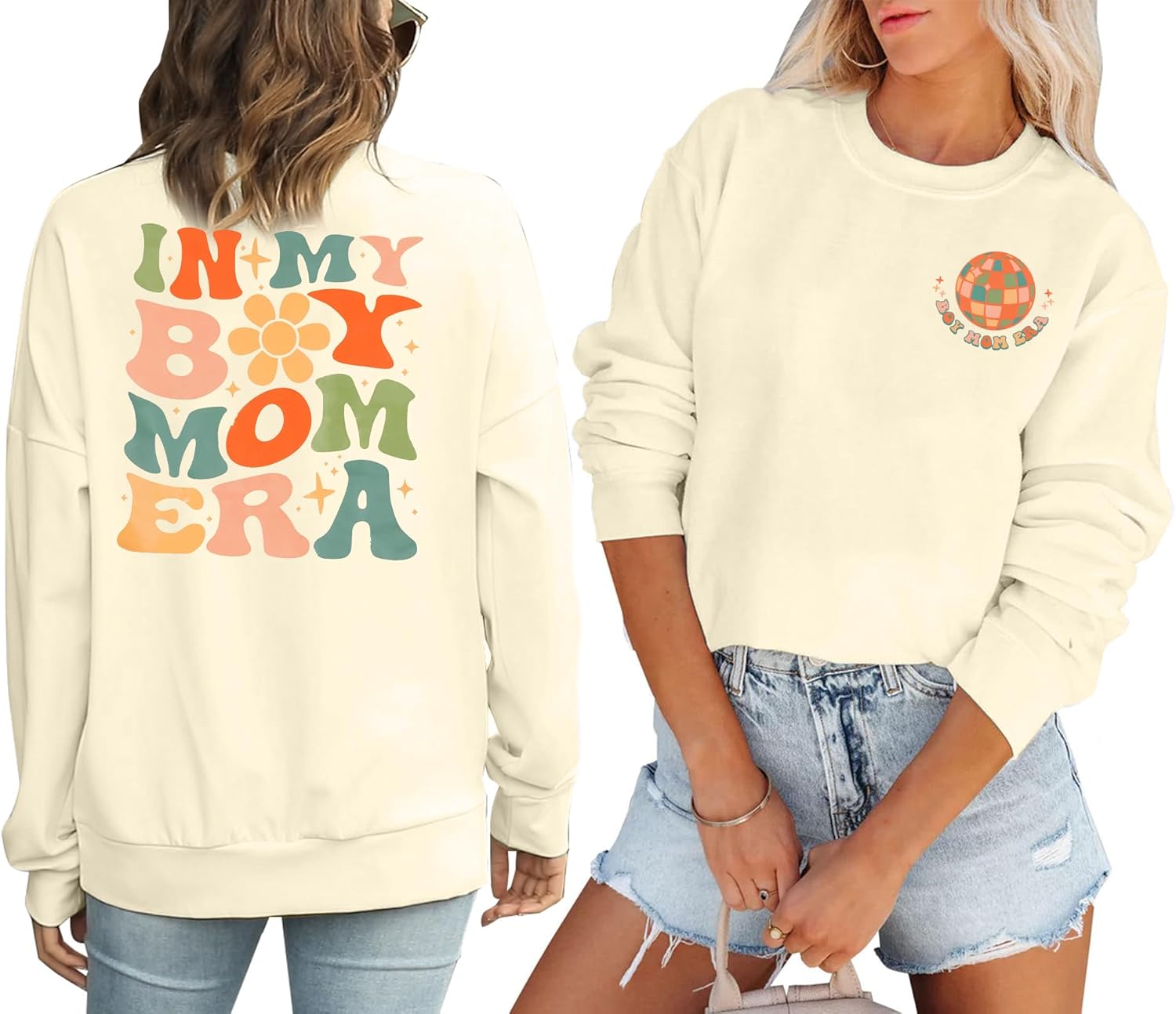 EGELEXY Mom Sweatshirts Women Boy Mom Shirts Mama Crewneck Clothes Casual Moms Long Sleeve Pullover