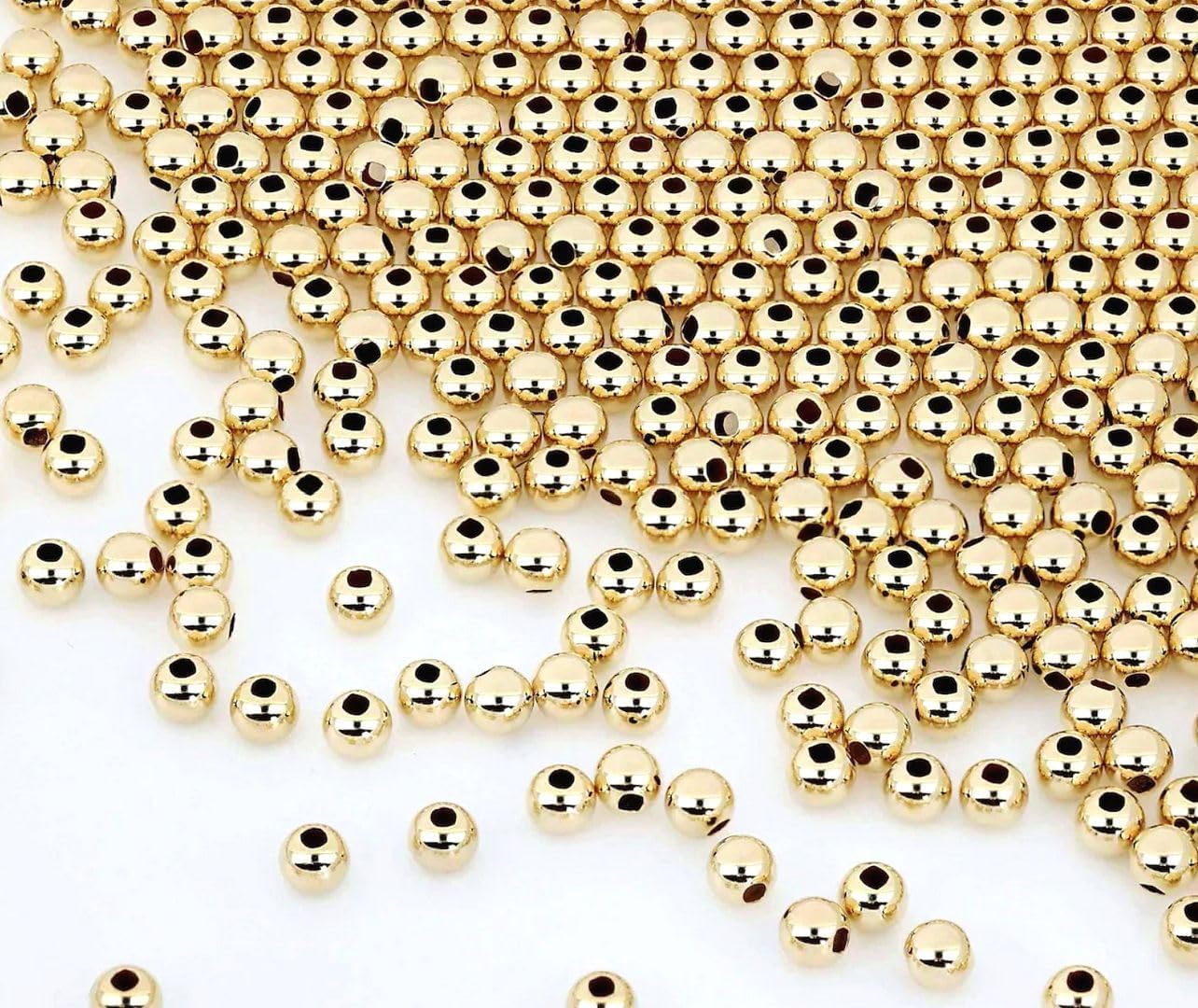 100pcs Adabele Real 1/20 14K Gold Filled Seamless 3mm (0.12 Inch) Tiny Small Round Loose Beads Spacer Non Tarnish for DIY Craft Jewelry Making JK2-A3 - Image 3