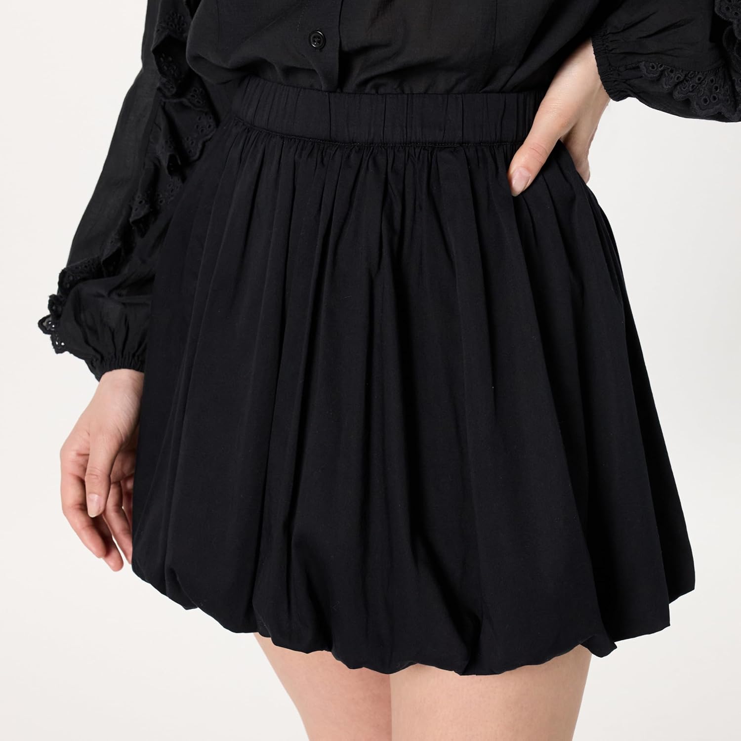 The Drop Womens Lillie Bubble Hem Cotton Mini Skirt