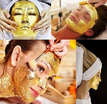 GLC Gold Leaf Pure Gold Leaf/Gold Vark/Gold waraq (50.pcs) Sheet 24K Gold Leaf Leaves Foil for GLC Gold Leaf Finest Gold Leaves Food Gilding Facial Beauty Spa Size(50mm* 50mm* -50Pcs- Sheets)_