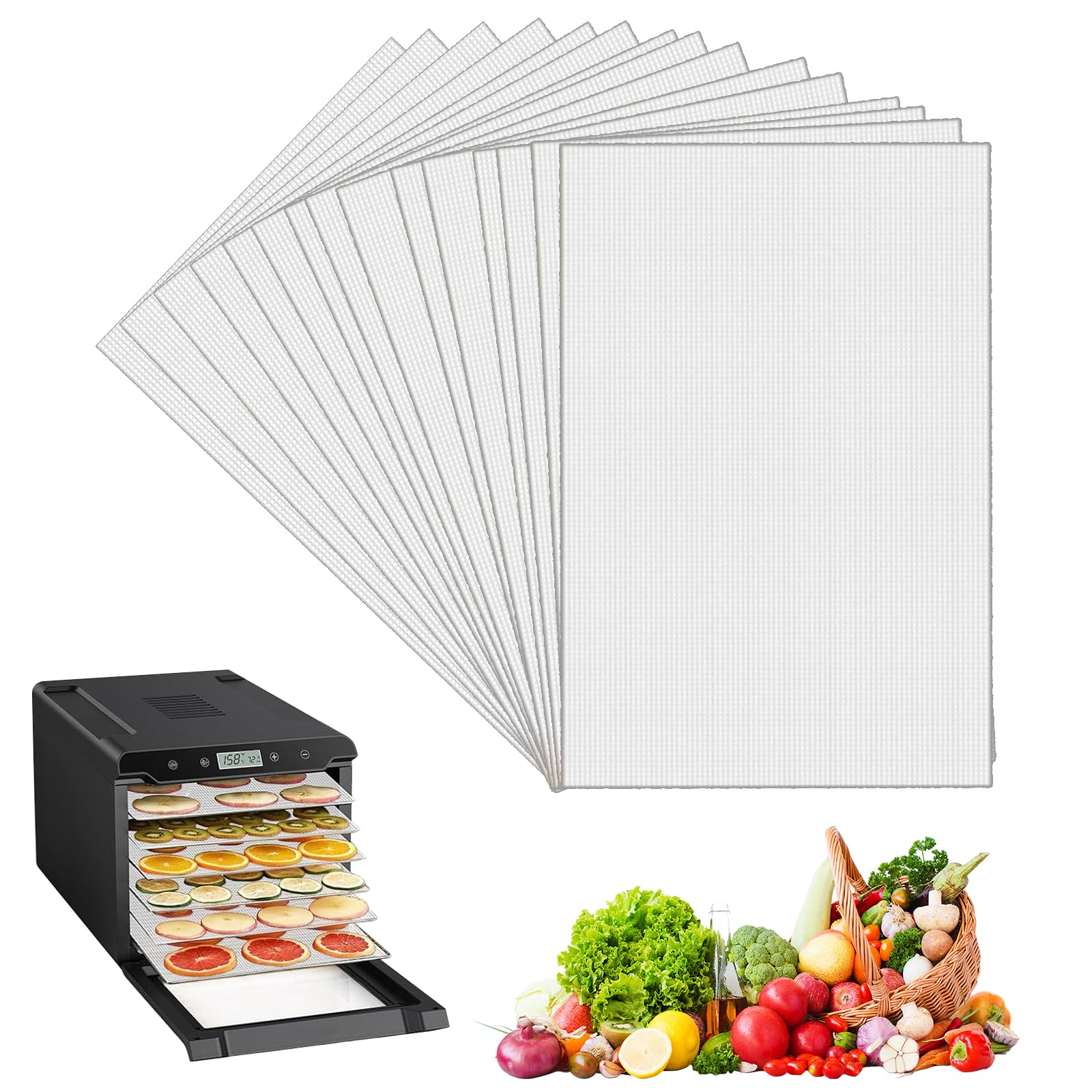 6 Pezzi Fogli Disidratatori Quadrati in Silicone Tappetini Antiaderenti Disidratatori Frutta e
