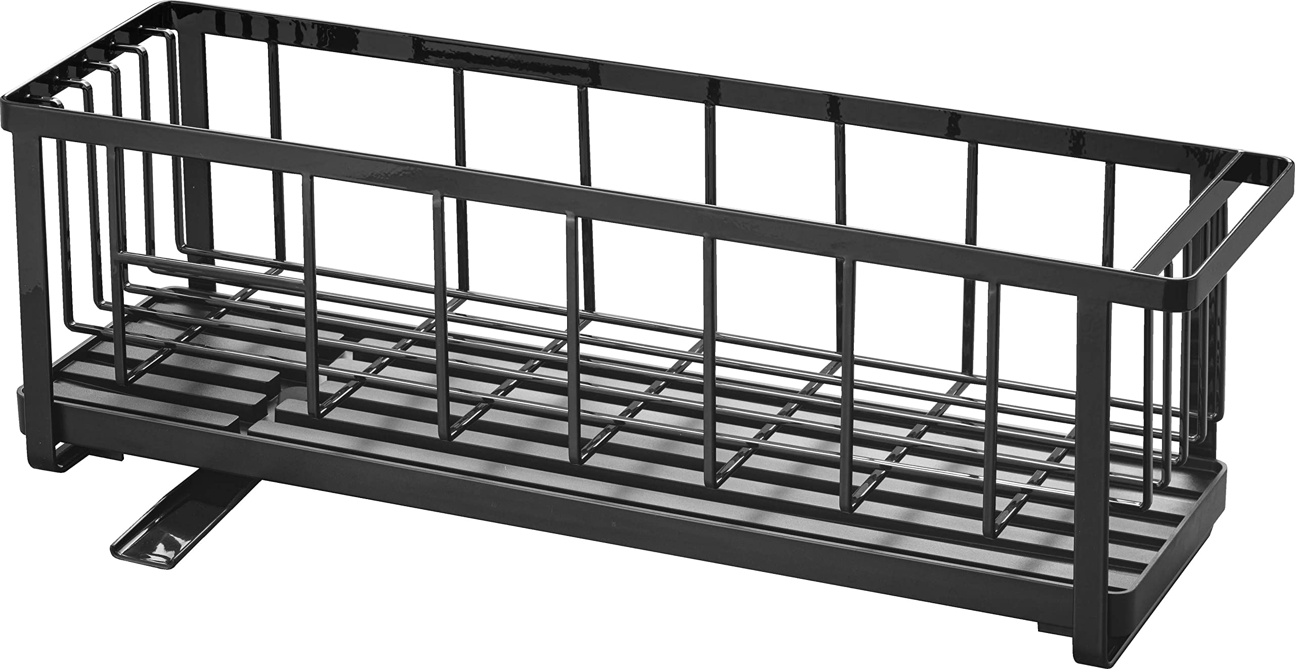 YAMAZAKI 5069 Tower Wire Dish Drainer Slim, Black, Steel/ABS Resin/Polypropylene/Silicone, 57.5 x 16 x 18.5 cm