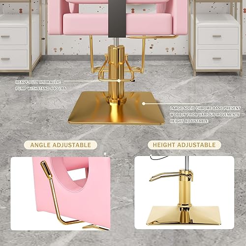 Miniatura 78 de Silla de peluquería resistente, silla reclinable giratoria de 360° para estilista, silla de peluquería hidráulica ajustable en altura con reposapiés