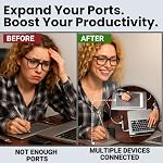 USB A U124A Extendeur multi-ports avec ports haute vitesse 3.0/2.0, 4-Port Mini USB Extendeur de port – Compatible avec Ordinateur portable, Bureau, PC – Conception compacte et portable – argent