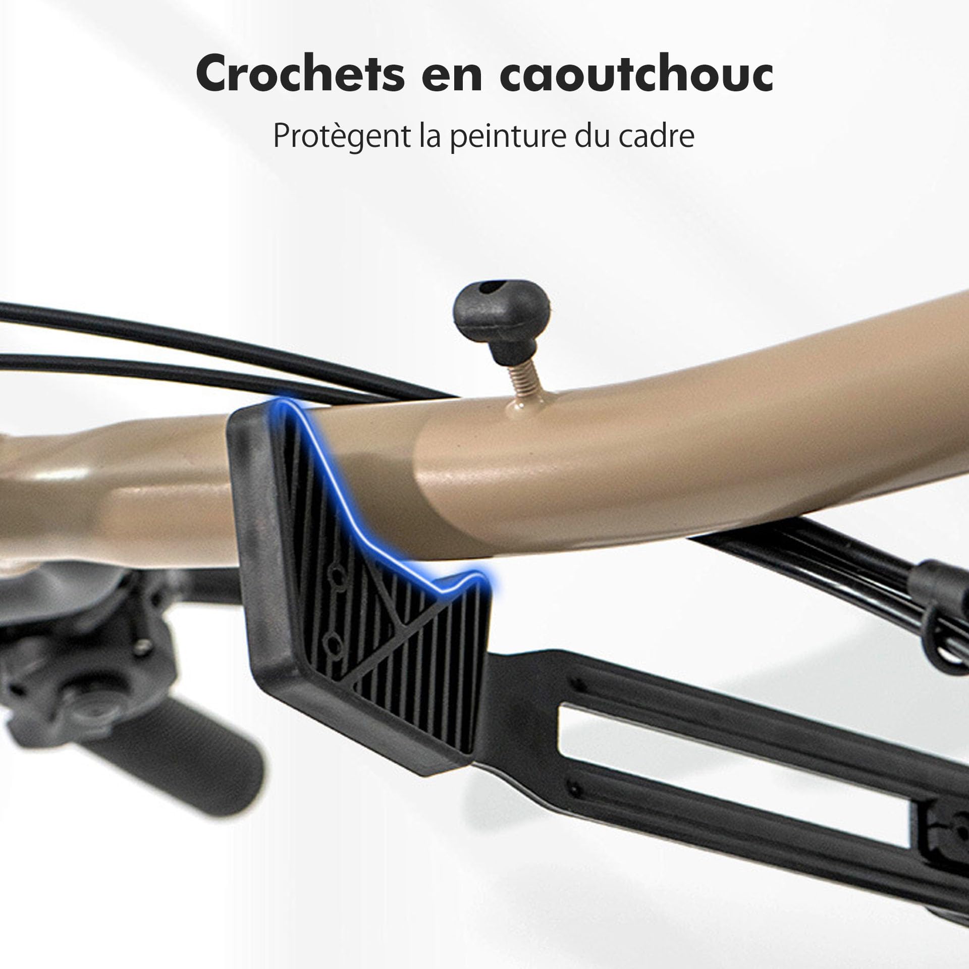 Mimoke Porte-vélo mural | Alliage d'aluminium, capacité de charge jusqu'à 40 kg | Distance réglable du mur 18,5–28 cm | Crochets en caoutchouc de 7,2 cm | Pour VTT, vélo de course, vélo électrique