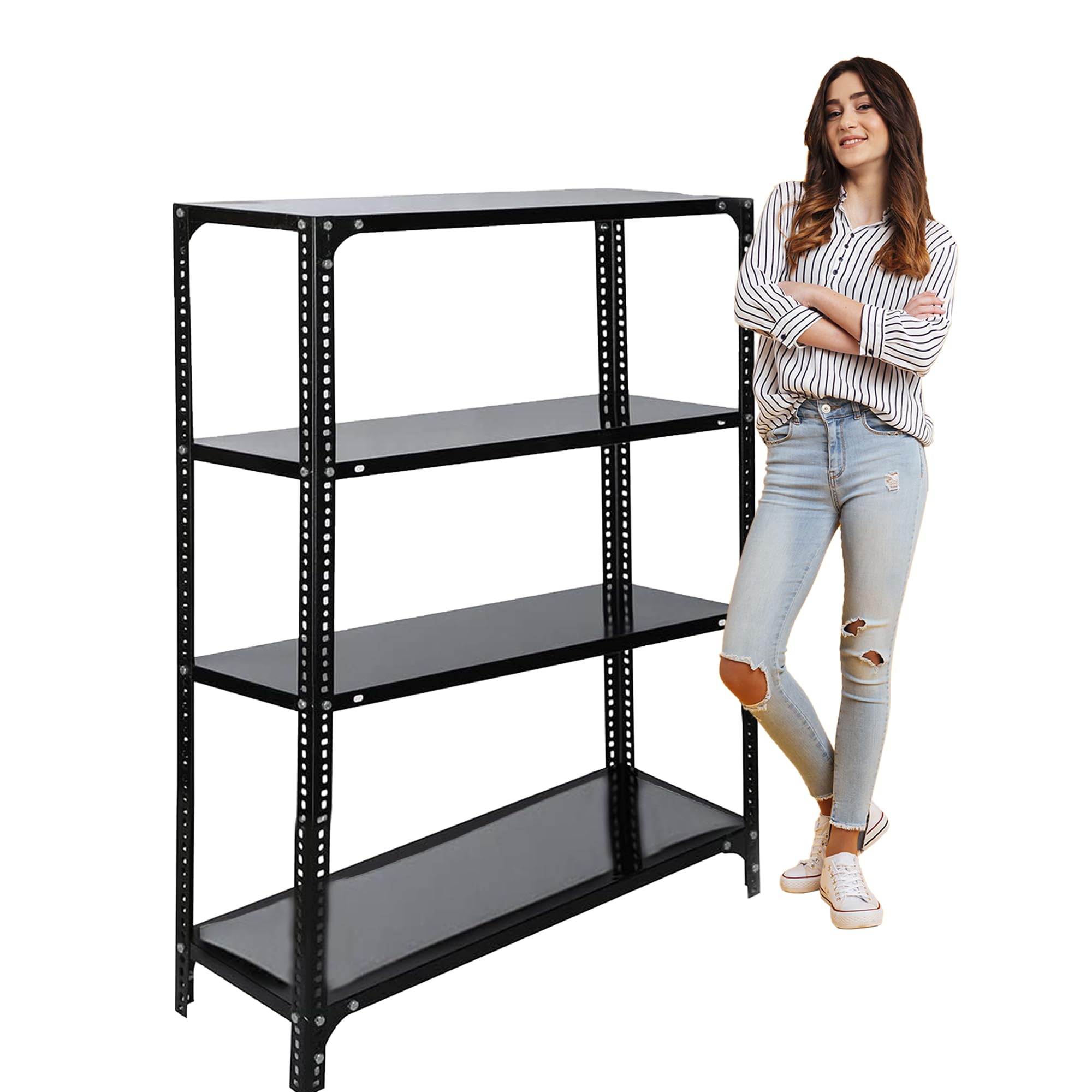 Traders Multipurpose Metal Steel Rack, Kitchen Shelves for Storage, Metal Shelving Unit Storage Utility Rack Garage Shelves Display Rack Steel (4 Tier, Black)-image-12