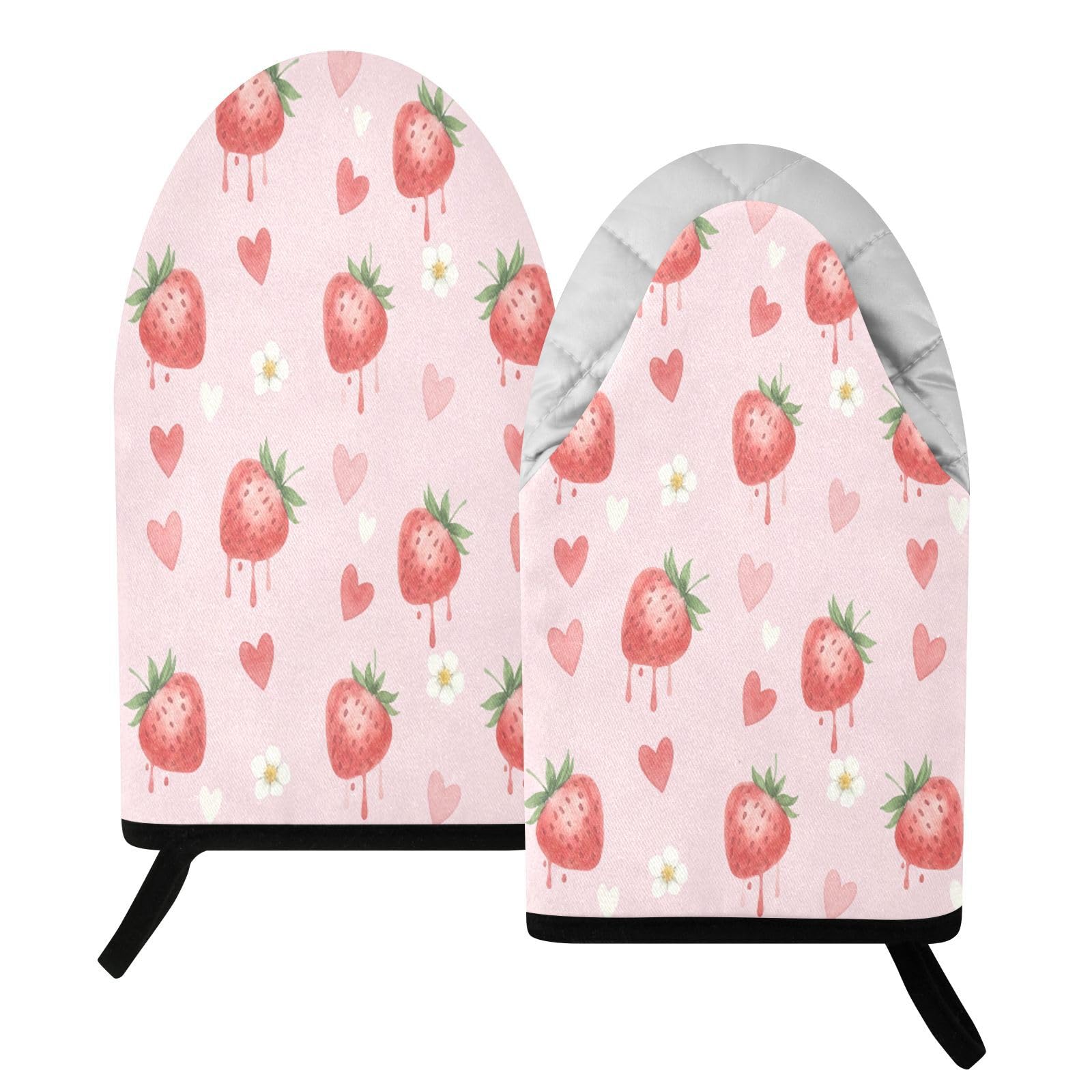 BURSTDDY Strawberry Oven Mitt,Heat Resistant Kitchen Mitts for Cooking