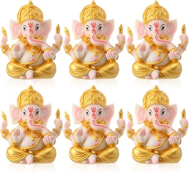 Soulchen 6 Pcs Indian Return Gifts for Pooja Ganesh Statue, Classic Style