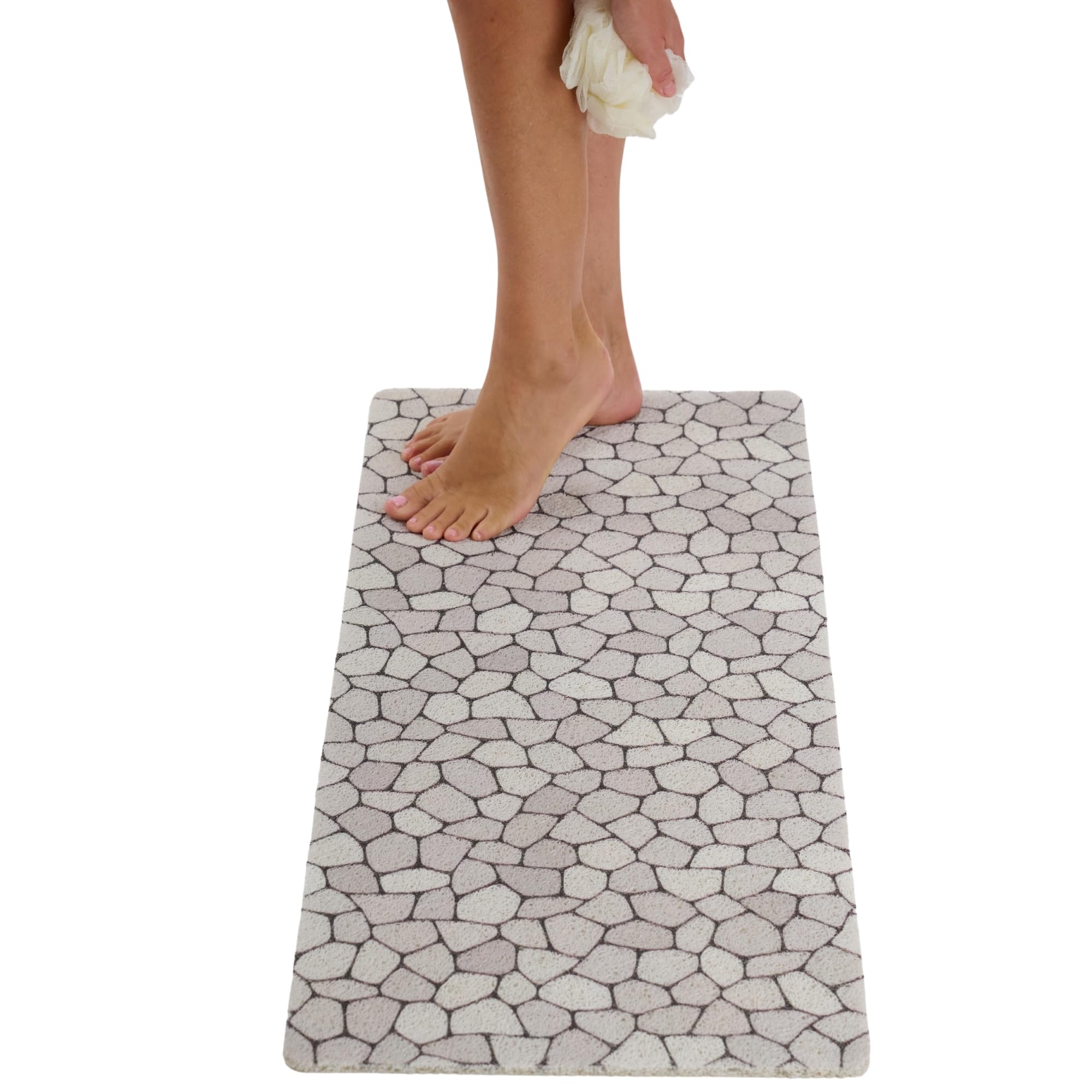 Non Slip Bathtub Mat Shower Mat for Tub - Loofah Bath Mats for Bathroom - 40x16 Bathtub Floor Mat - Textured Anti Slip Bath Mat Without Suction Cups - Secure Mat for Wet Areas (40x16 Pebble)