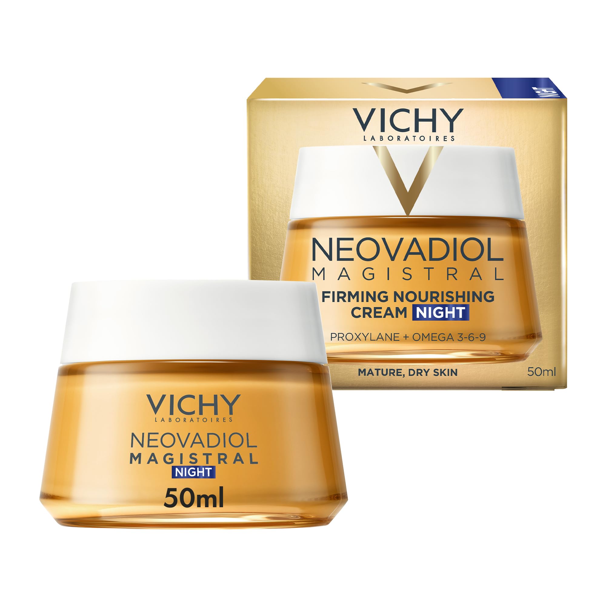 Vichy Crema de Noche Perimenopausia, Revitalizante, Redensificante, Enriquecida con Agua Volcánica de Vichy y Proxylane, Para Pieles Maduras, Neovadiol, 50 ml | Revitalizante, Redensificante, Enriquecida con Agua Volcánica de Vichy, Con Proxylane, Para Pi