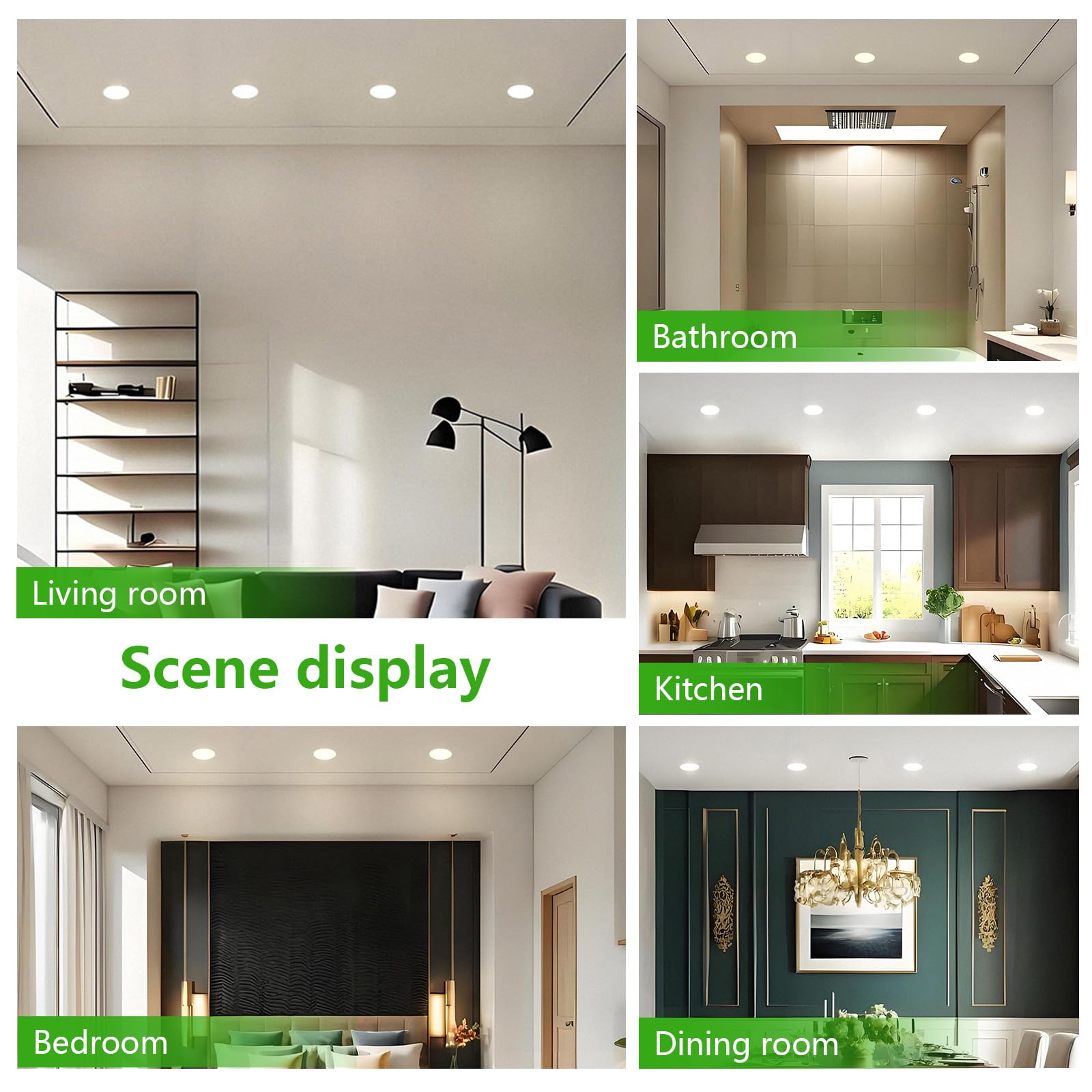 IP44 Downlight LED Techo Empotrable 7W Regulables 3000K/4000K/6000K con Brillo de 5%-100%, Focos LED Baño AC220-240V, Orificio 95-100mm Pack 5