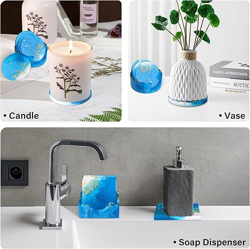 Miniatura 6 de Vakoo Moldes de posavasos de resina, 12 moldes de silicona para resina epoxi, con caja de almacenamiento cuadrada y redonda para manualidades