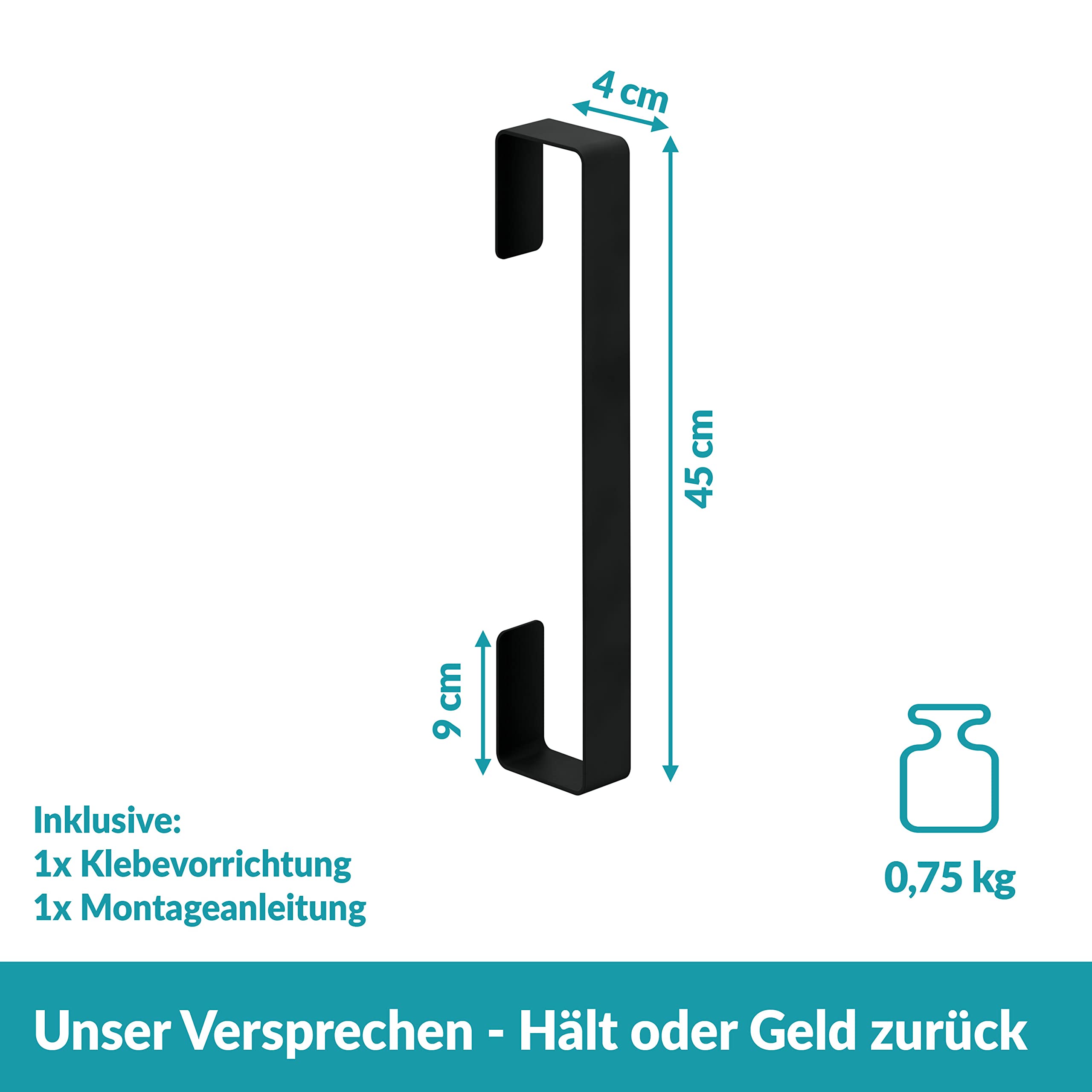 WEISSENSTEIN Handtuchhalter Gäste 45cm ohne Bohren Schwarz
