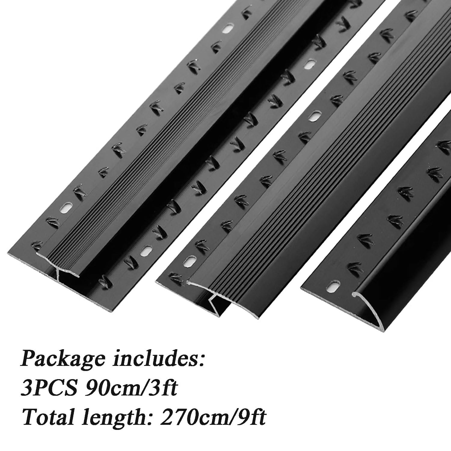 Bande de transition entre moquette et carrelage Barre de Seuil Bordure de moquette Z/V Avec trous pré-percés/vis for bureaux à domicile for moquette/carrelage/parquet(Silver,Z 270cm/9ft)