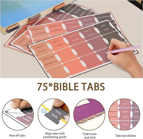 Miniatura 5 de Funda para Biblia para Mujeres Estuche de Biblia, Bolsa Grande para Biblia, Suministros de Estudio Bíblico Kit de Diario Bíblico Estuche de